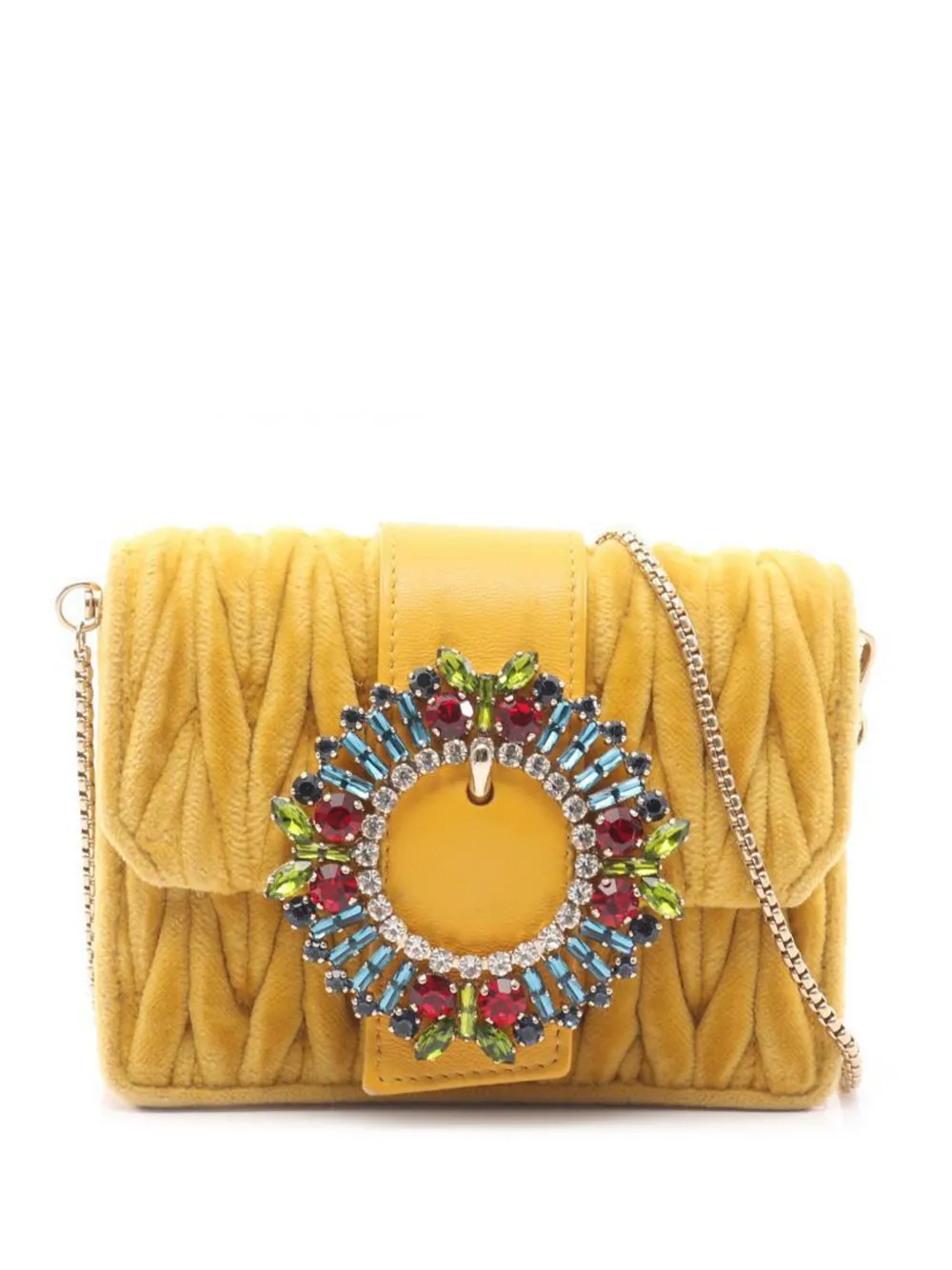 Miu Miu Pre-Owned 2010s crystal-embellishment shoulder bag - Giallo