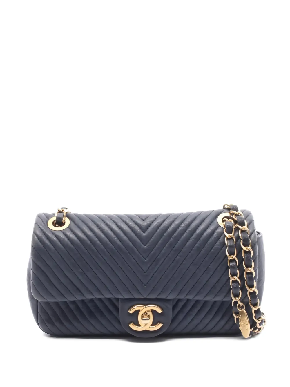 CHANEL Pre-Owned 2013-2014 Chevron V-stitch chain shoulder bag - Blu