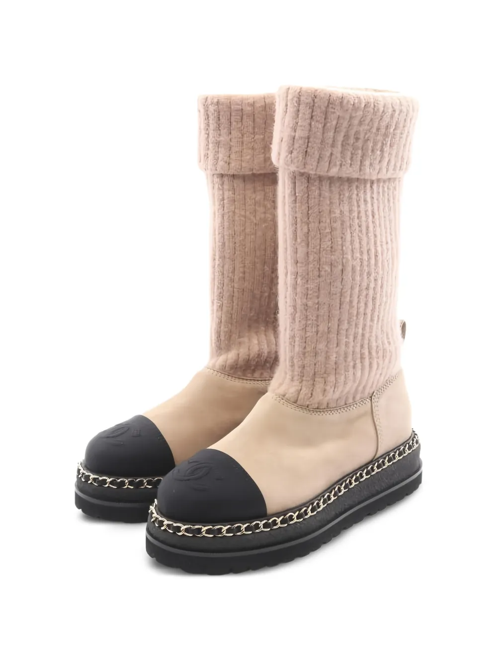 CHANEL Pre-Owned 1986-1988 CC-logo boots - Nude