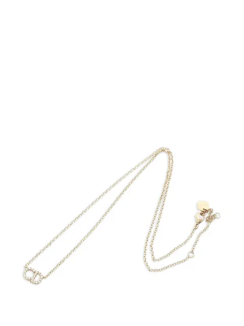 Christian Dior Pre-Owned 2010s CD logo rhinestone necklace