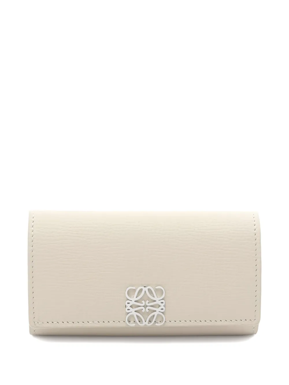 Pre-owned Loewe 2020s Anagram Leather Key Holder In Neutral