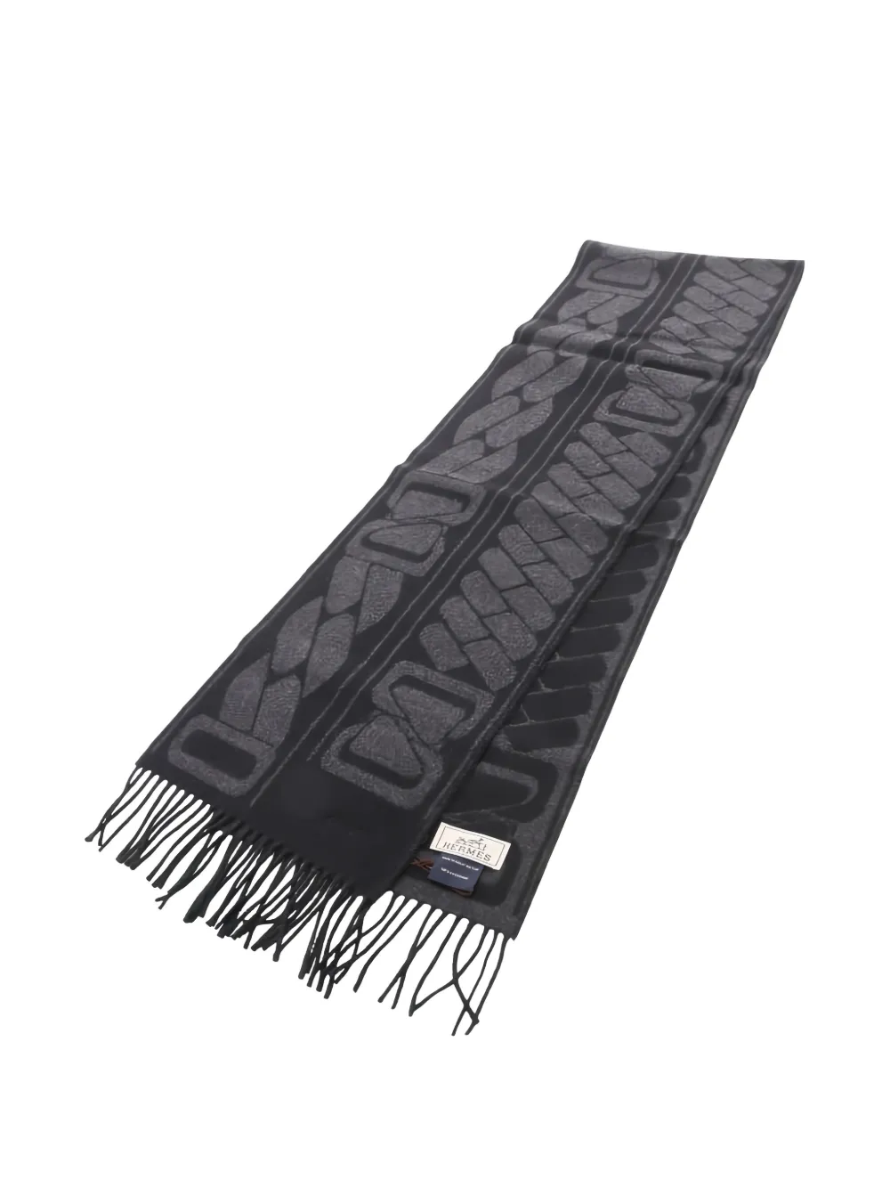 Hermès Pre-Owned 2020s Click C Noué fringed scarf - Nero