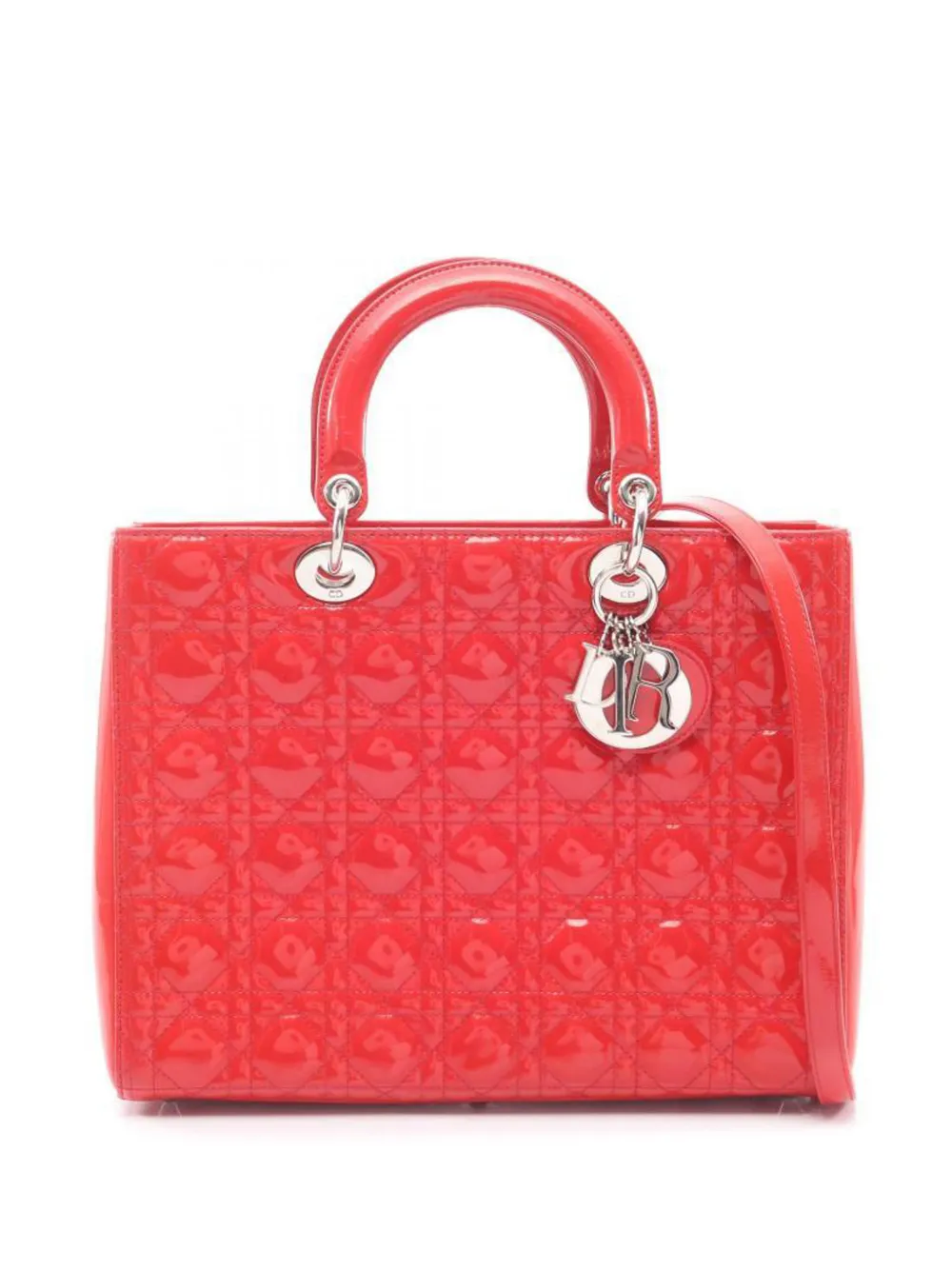 Christian Dior Pre-Owned 2000s large Lady Dior patent leather tote bag - Rosso