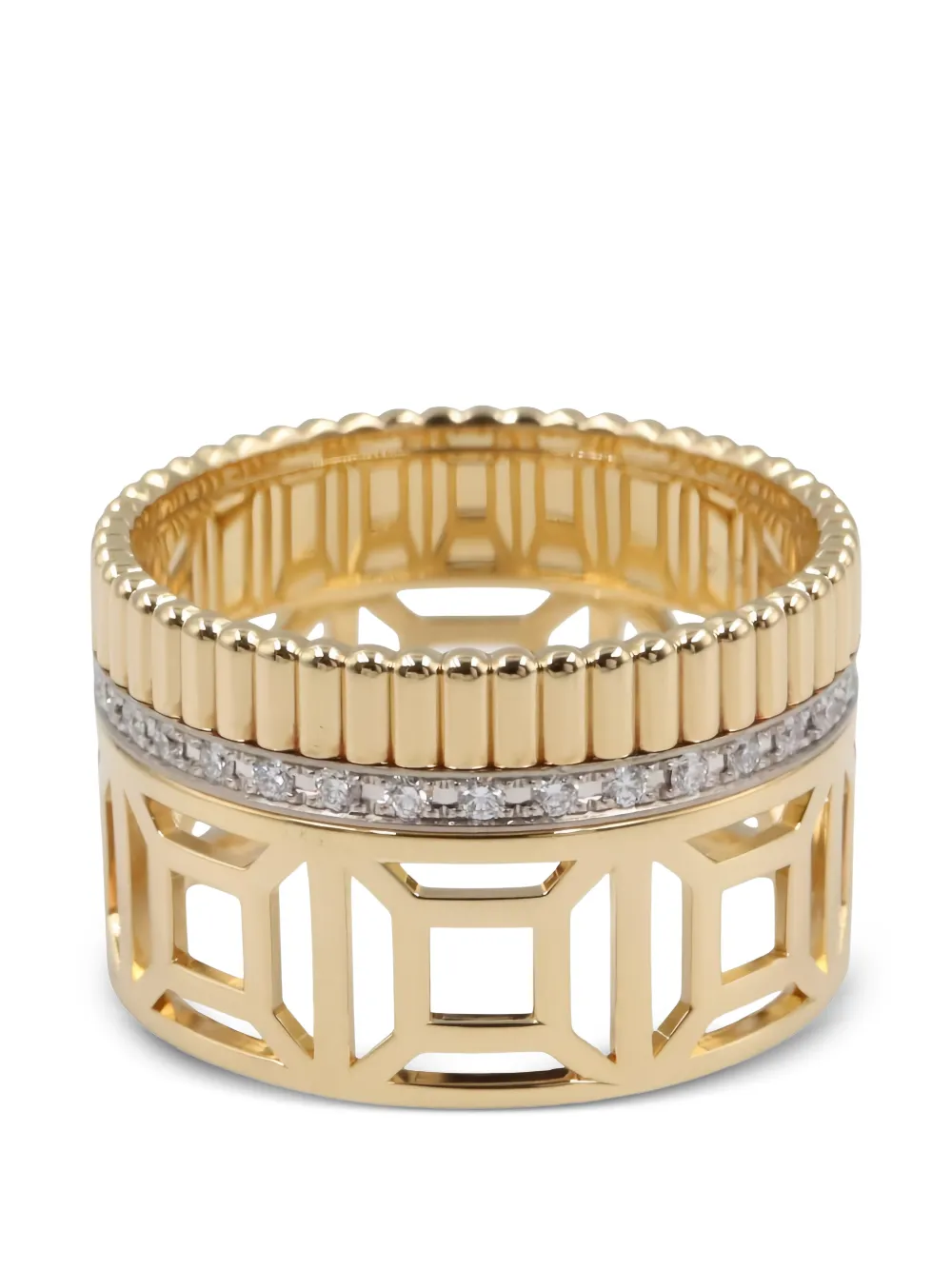 Pre-owned Boucheron 2010s Diamond Geometric Ring In Gold