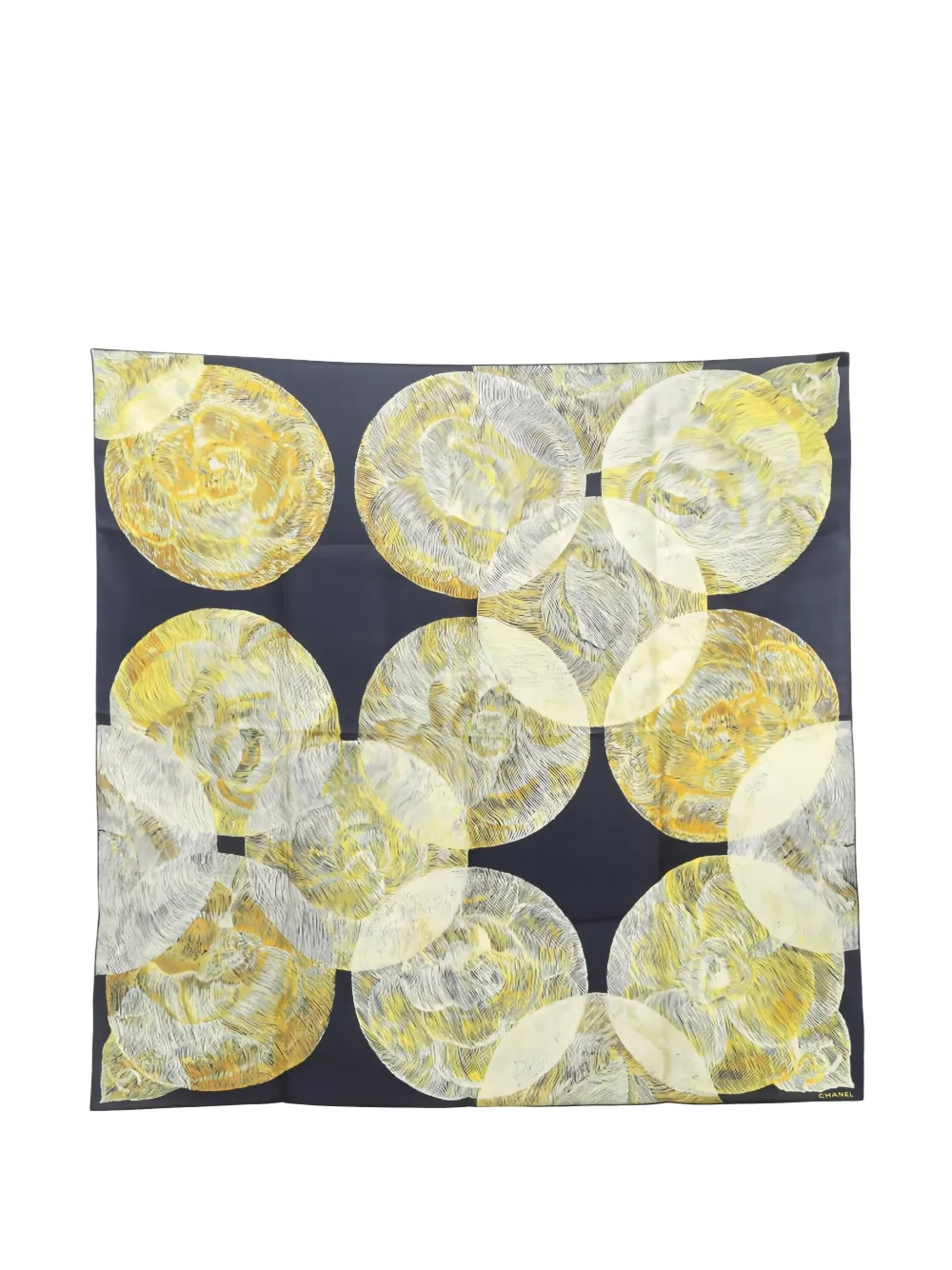 CHANEL Pre-Owned 1986-1988 Camellia Moon scarf - Blu