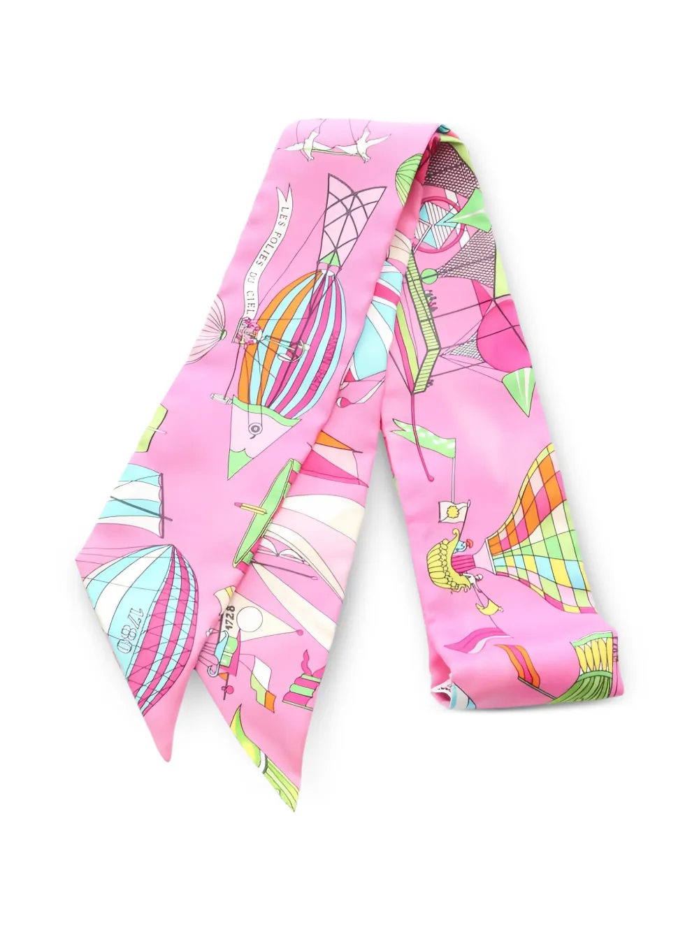 Hermès Pre-Owned 2000s Les Folies du Ciel ribbon silk scarf - Rosa