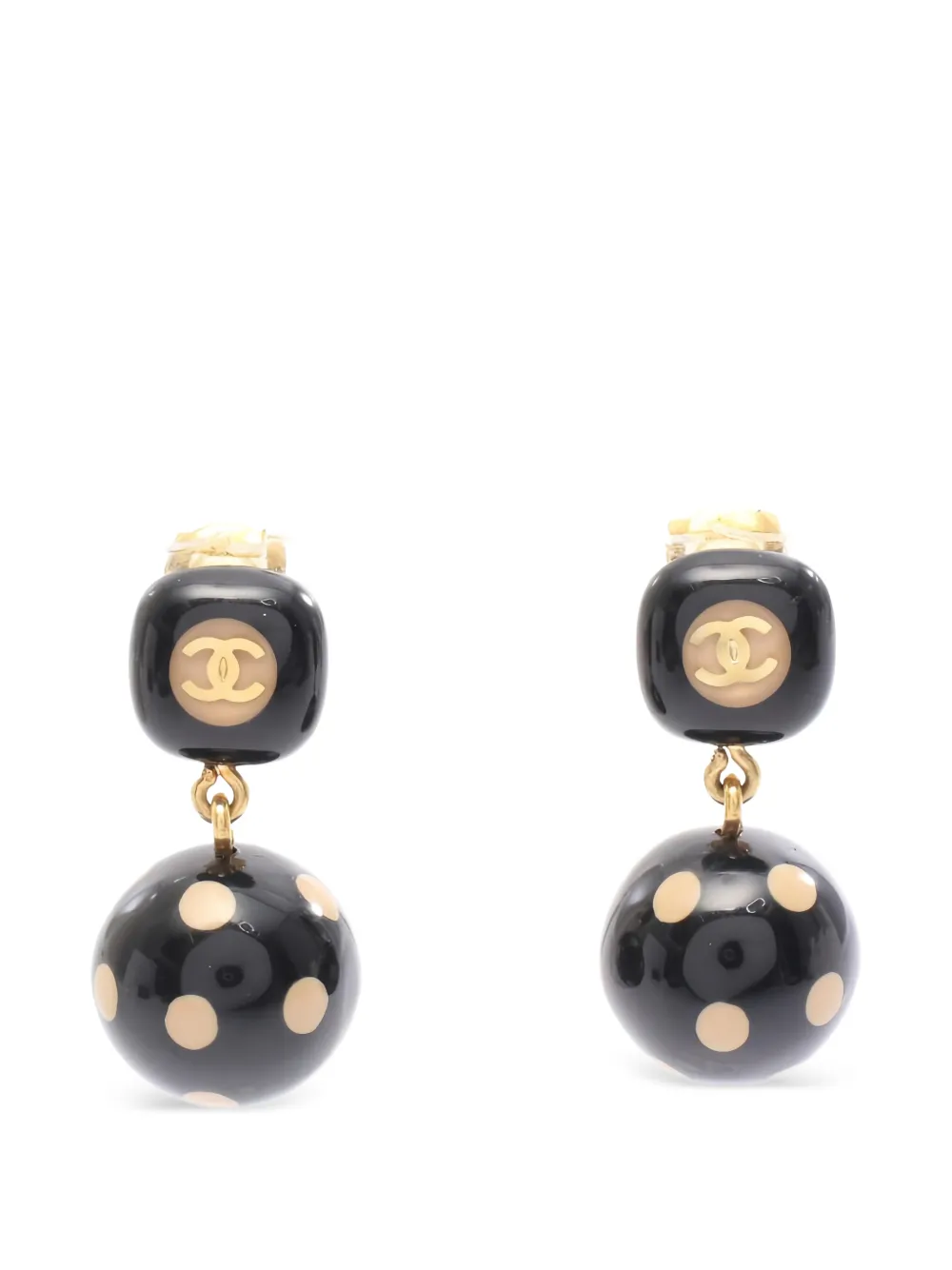 CHANEL Pre-Owned 1986-1988 logo-detail earrings - Nero