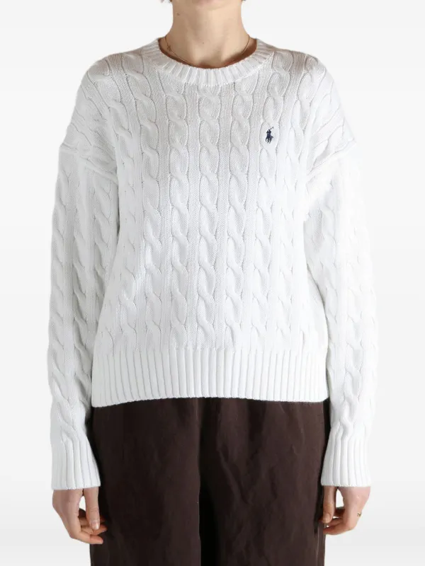 LAUREN Ralph Lauren ケーブルニット 長袖 ホワイト XL Polo Ralph Lauren ケーブルニット セーター | ホワイト | FARFETCH JP