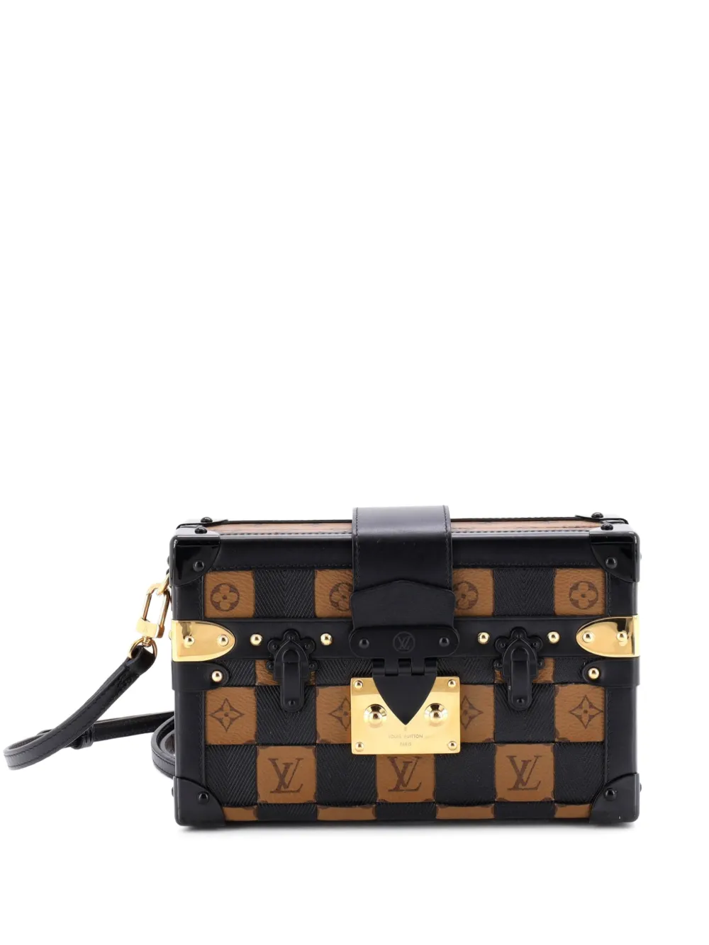 Louis Vuitton Pre-Owned Petite Malle Handbag Damier Tressage Monogram Canvas and Leather clutch bag - Nero