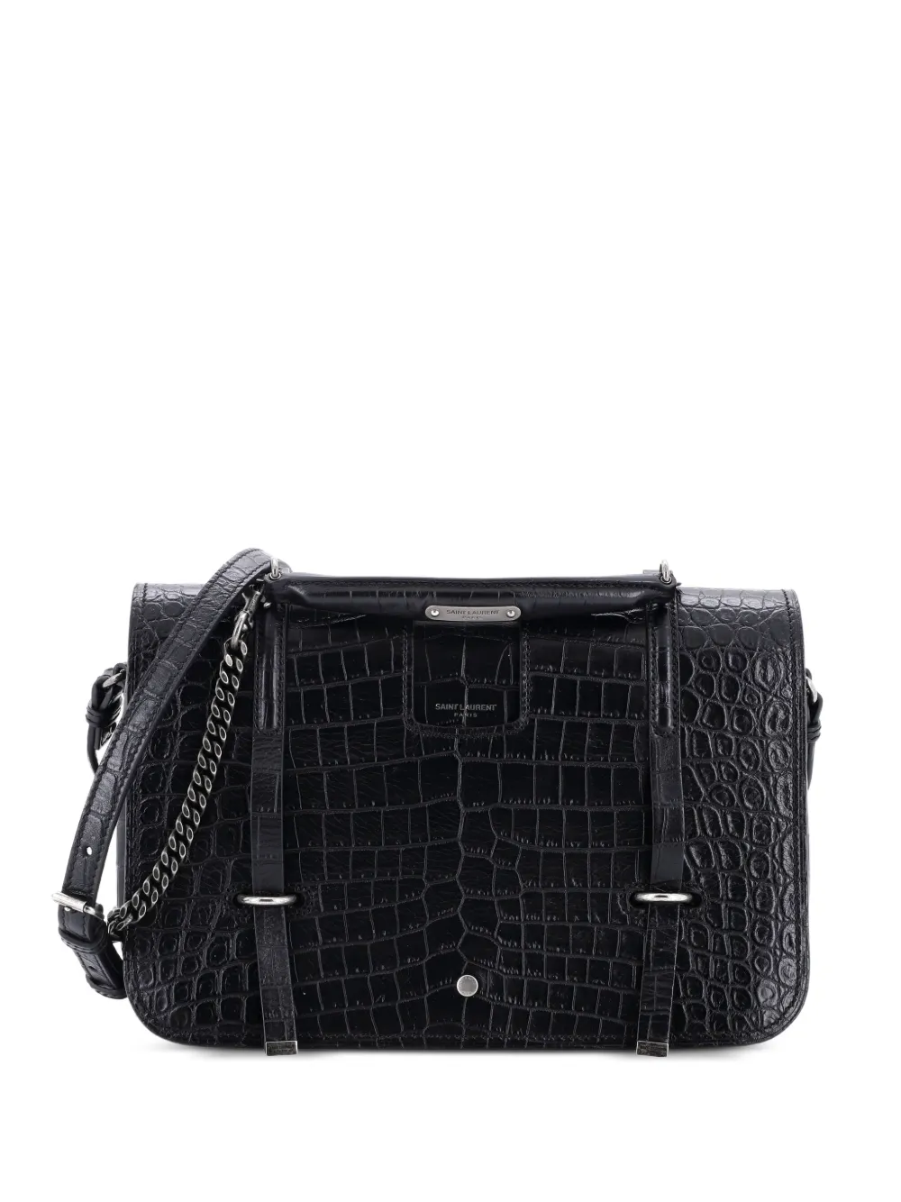 Saint Laurent Pre-Owned Charlotte Flap Bag Crocodile Embossed Leather Large crossbody bag - Nero