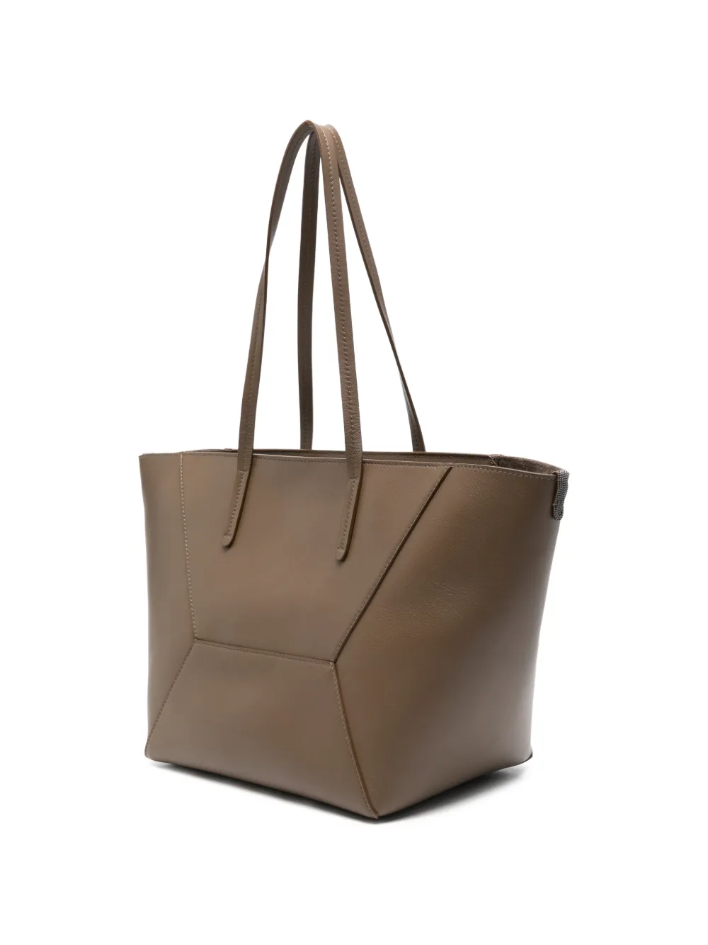 Brunello Cucinelli Shopper met vlakken Bruin