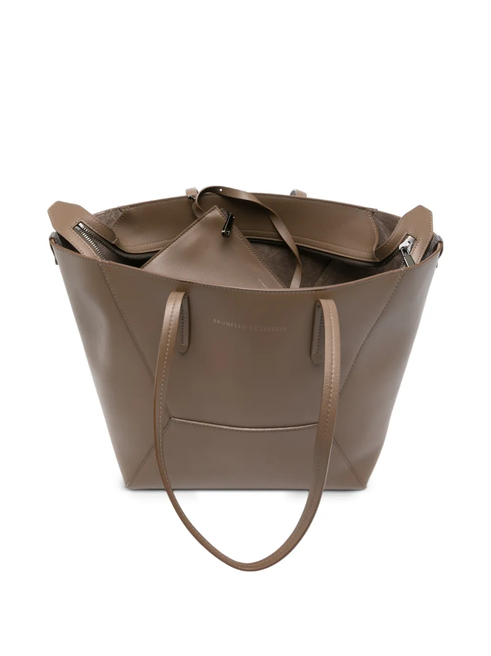 Brunello Cucinelli Shopper met vlakken Bruin