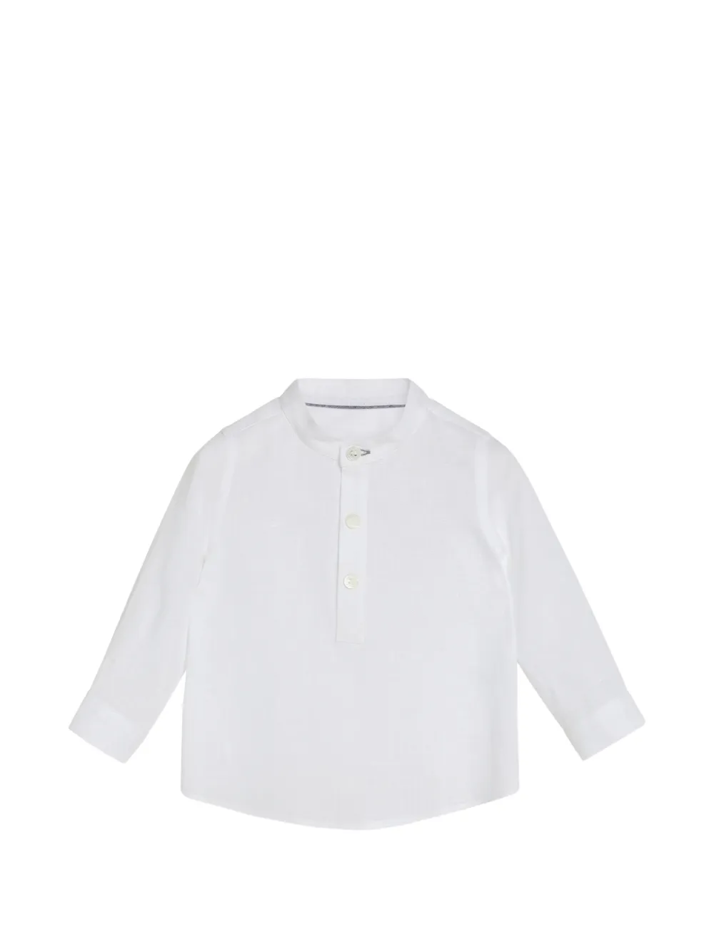 Brunello Cucinelli Kids linen Baby Bernie shirt with mandarin-collar - Bianco