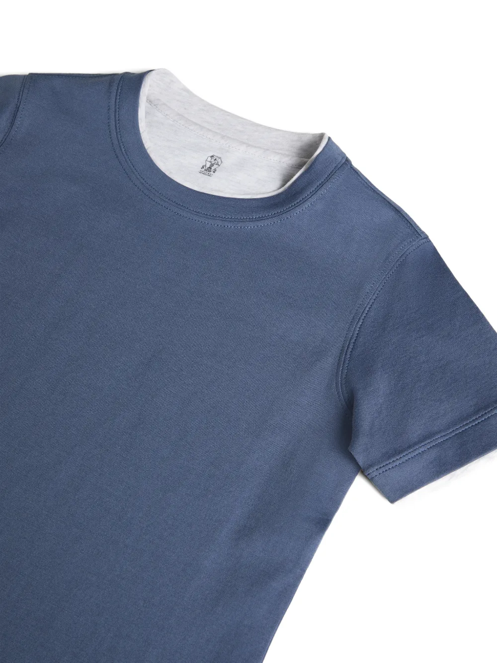 Brunello Cucinelli Kids Katoenen jersey T-shirt met imitatielaag Blauw