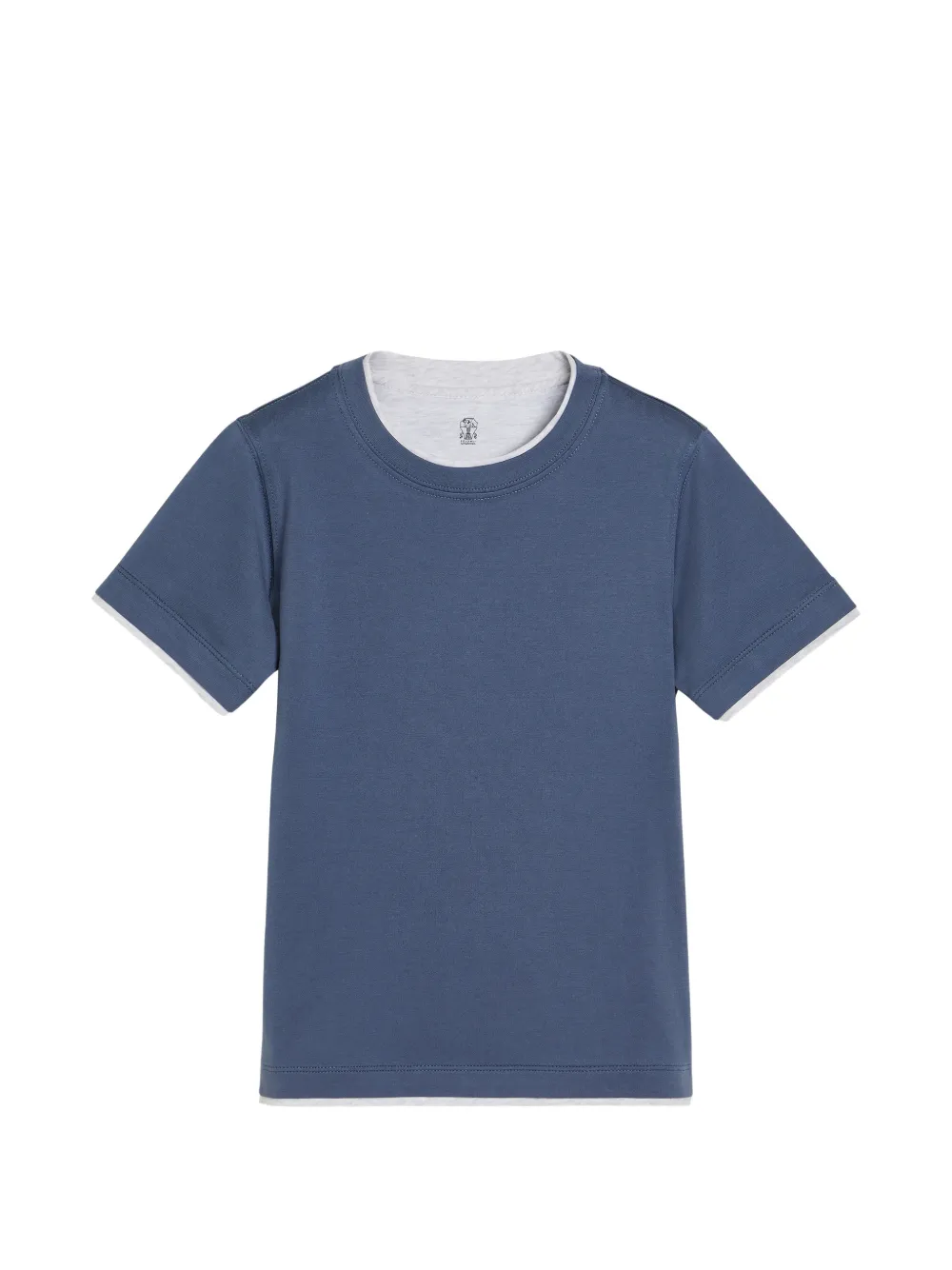 Brunello Cucinelli Kids cotton jersey T-shirt with faux-layering - Blu
