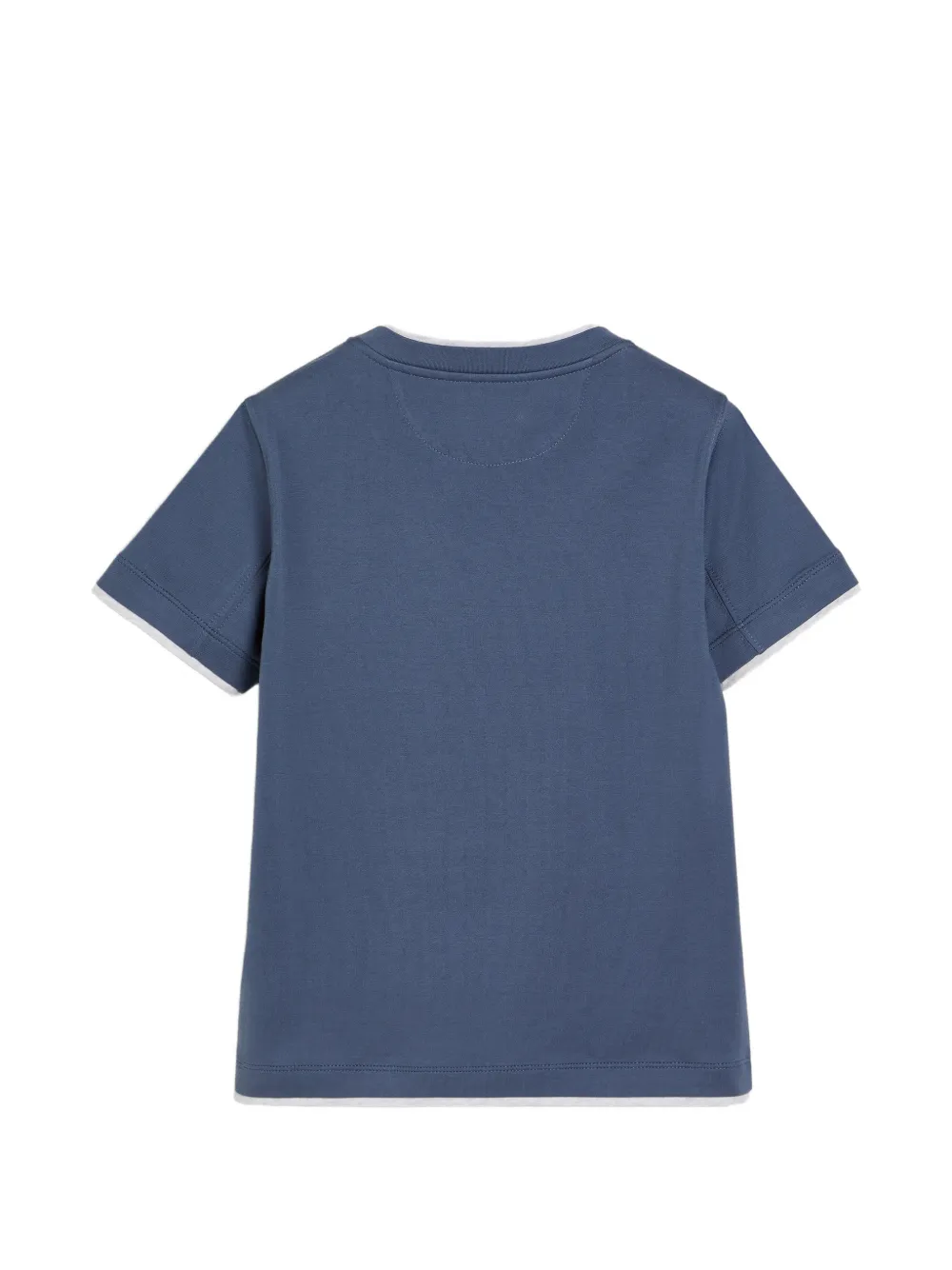 Brunello Cucinelli Kids Katoenen jersey T-shirt met imitatielaag Blauw