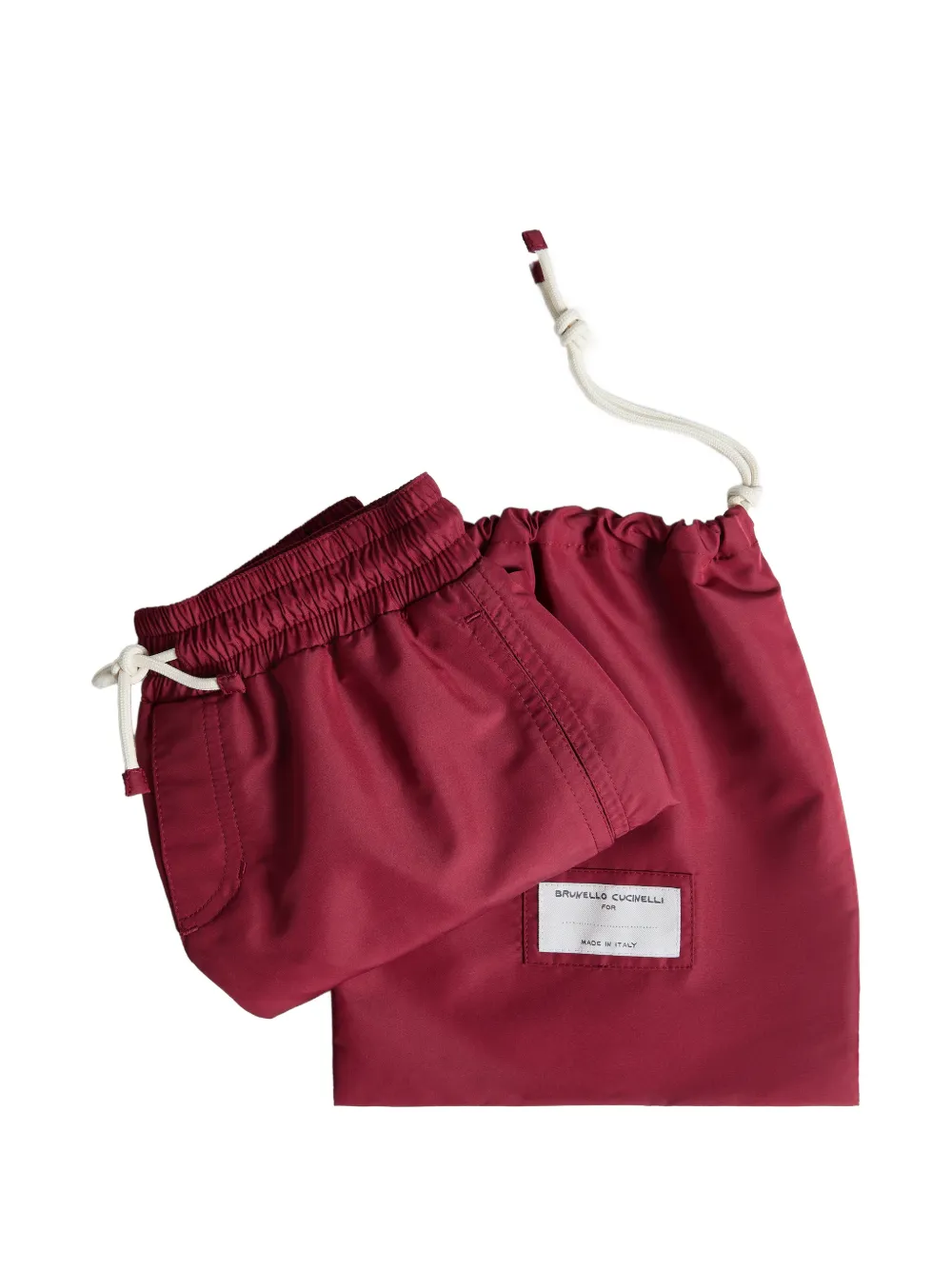 Brunello Cucinelli Kids Nylon zwembroek met logo Rood