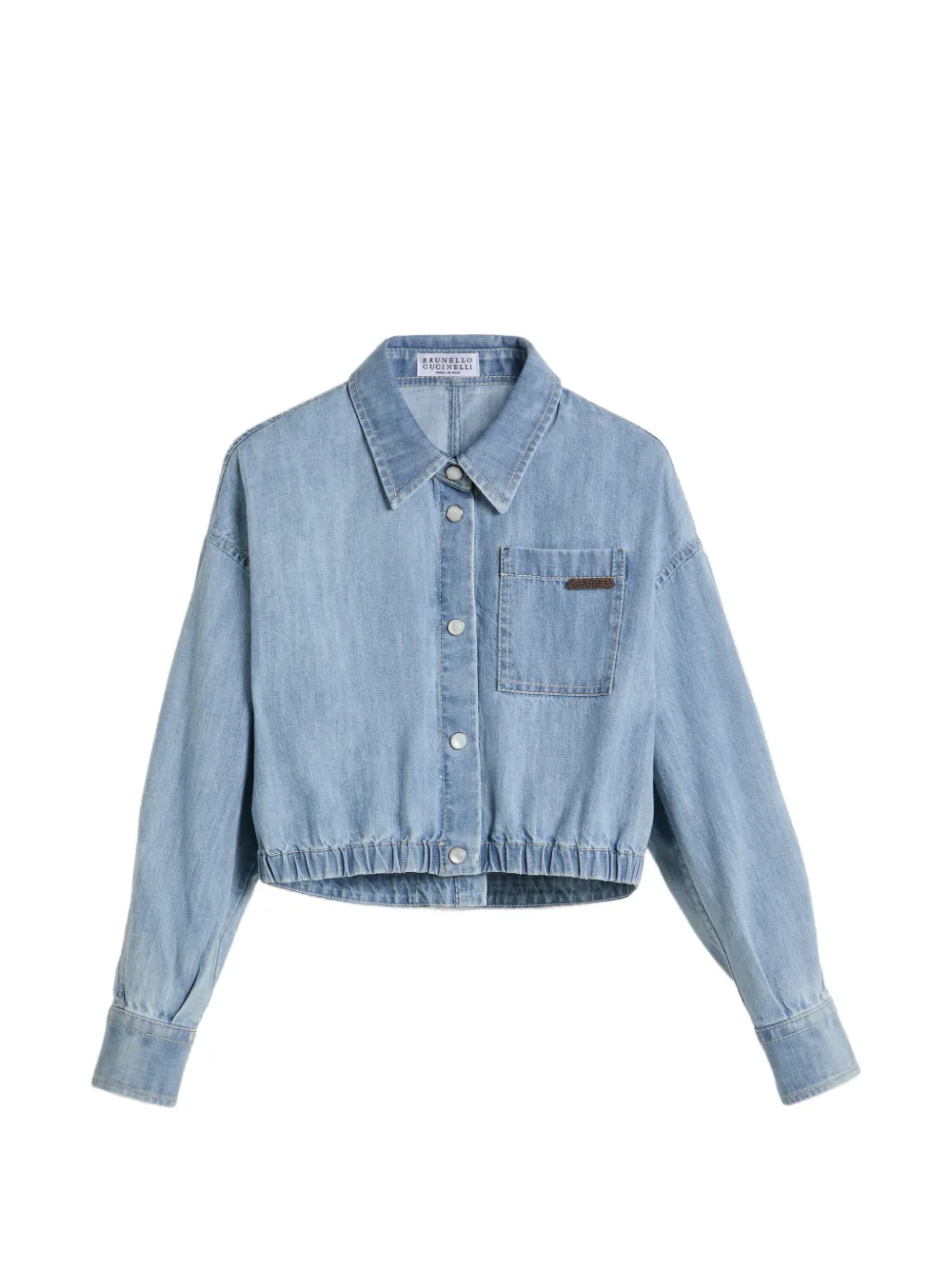 Brunello Cucinelli Kids Camicia denim con dettaglio Monili - Blu