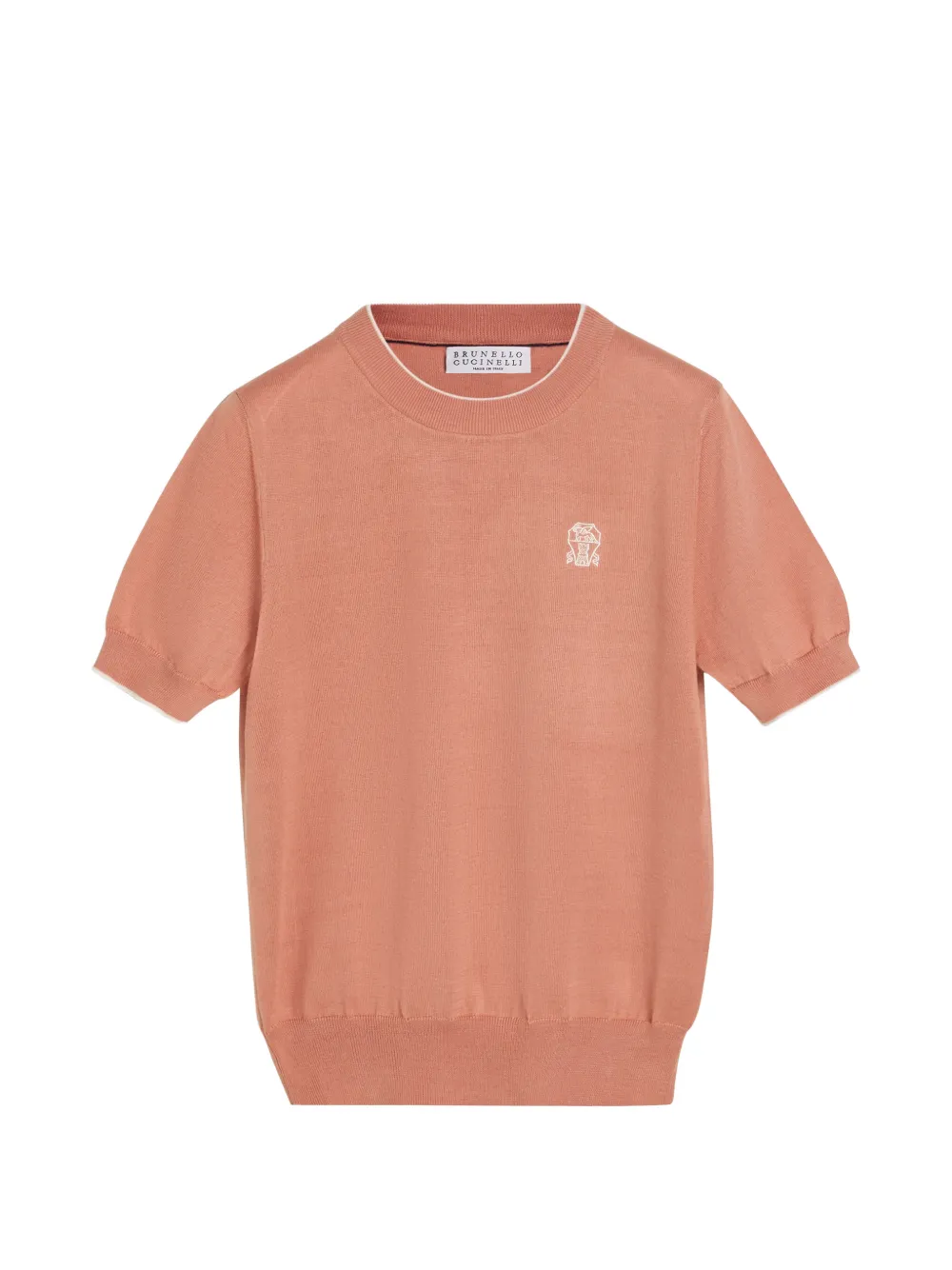 Brunello Cucinelli Kids cotton lightweight knit T-shirt with logo - Arancione
