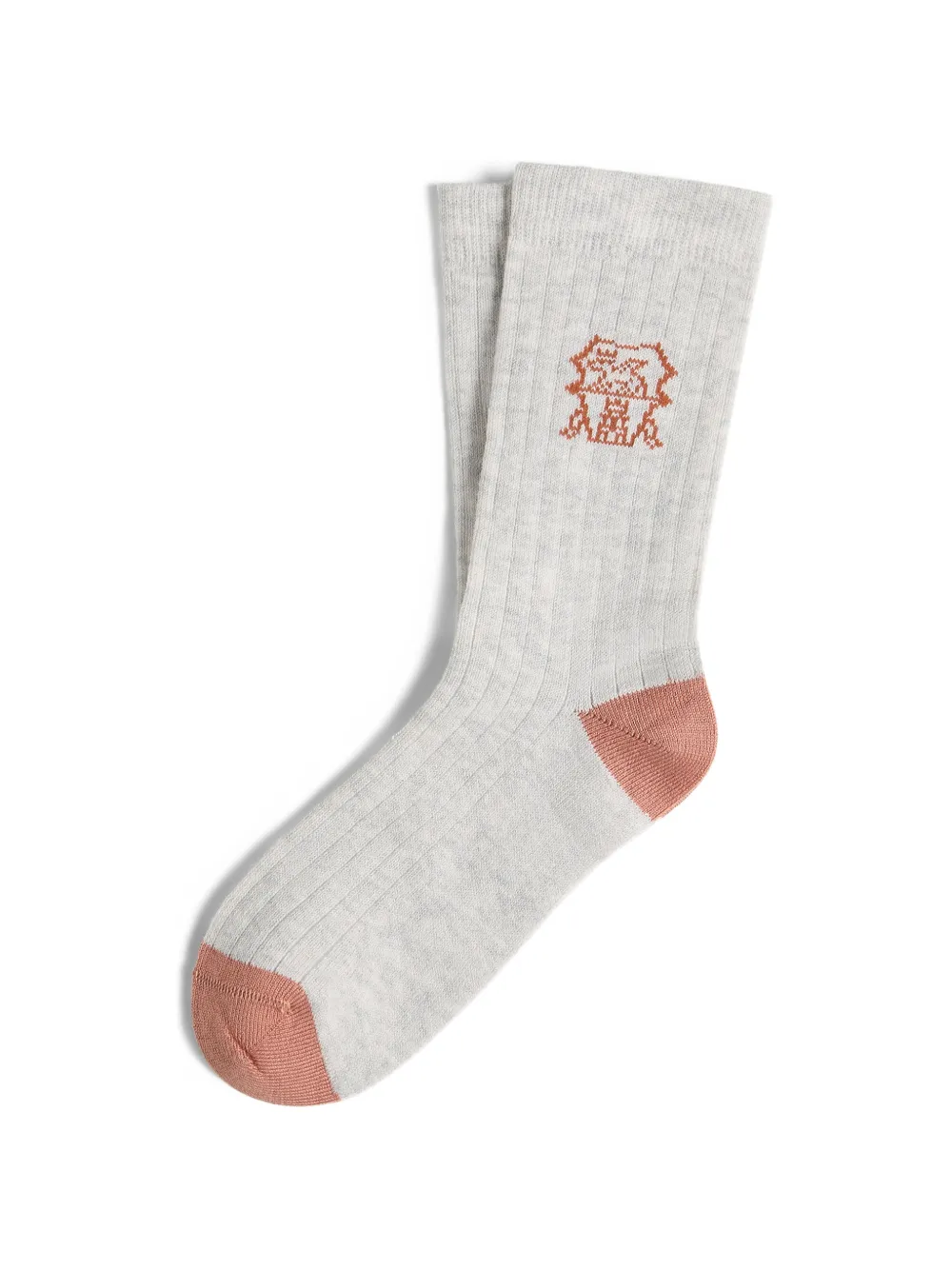 Brunello Cucinelli Kids cotton rib knit socks with intarsia - Grigio