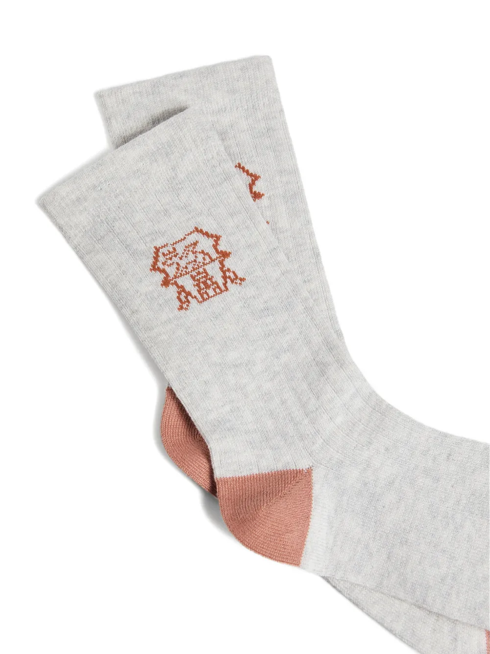 Brunello Cucinelli Kids Katoenen ribgebreide sokken met intarsia Grijs