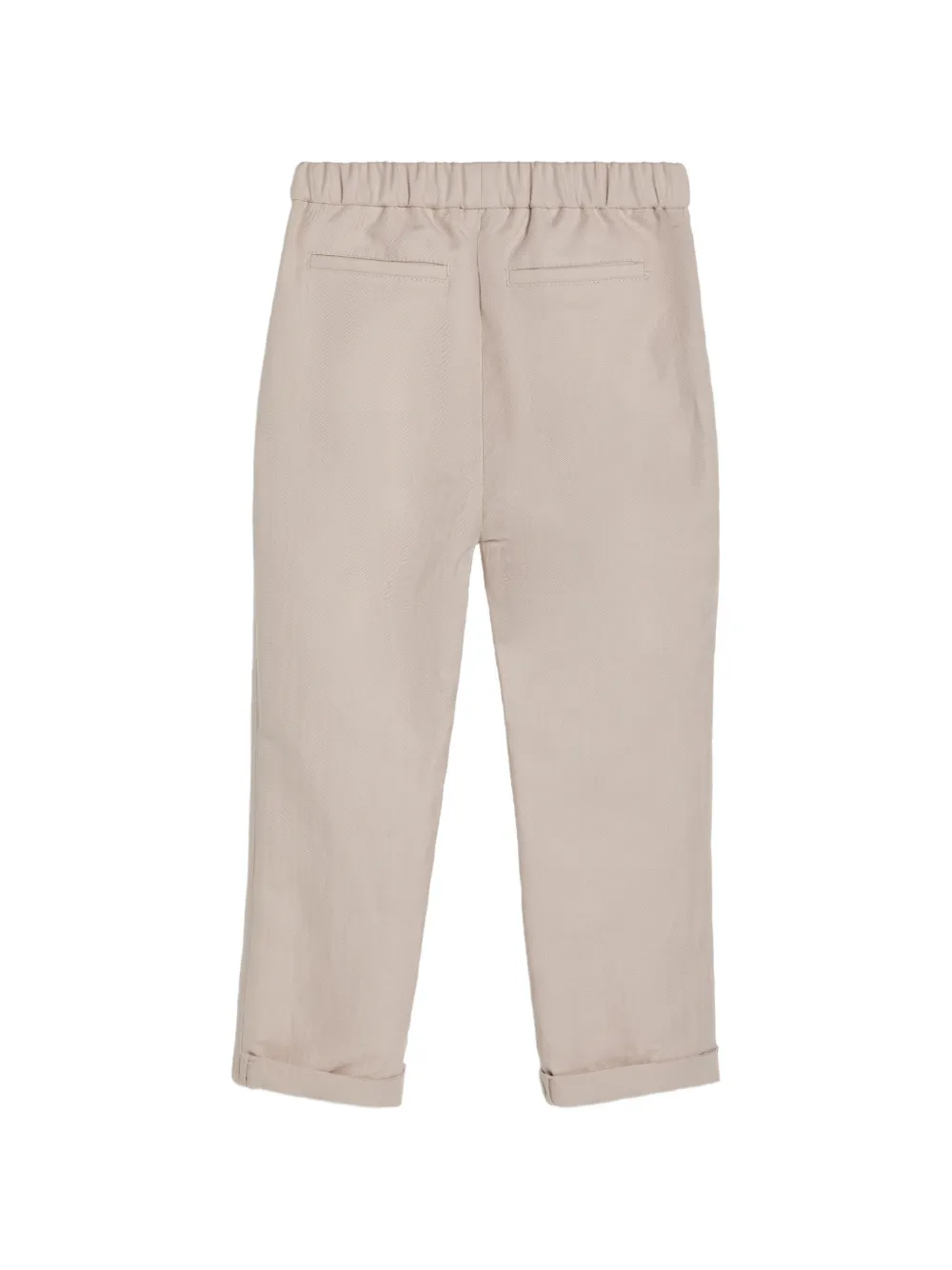  Brunello Cucinelli Kids Linen And Cotton Drill Trousers With Drawstring And Double Pleats - Neutrals 