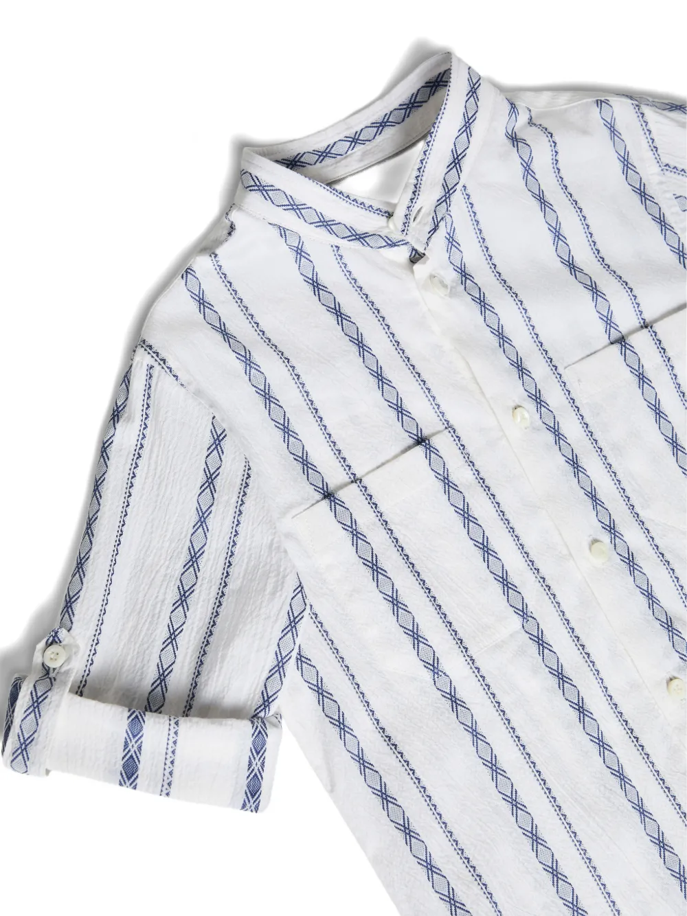  Brunello Cucinelli Kids Stripe Mandarin-collar Shirt - White 