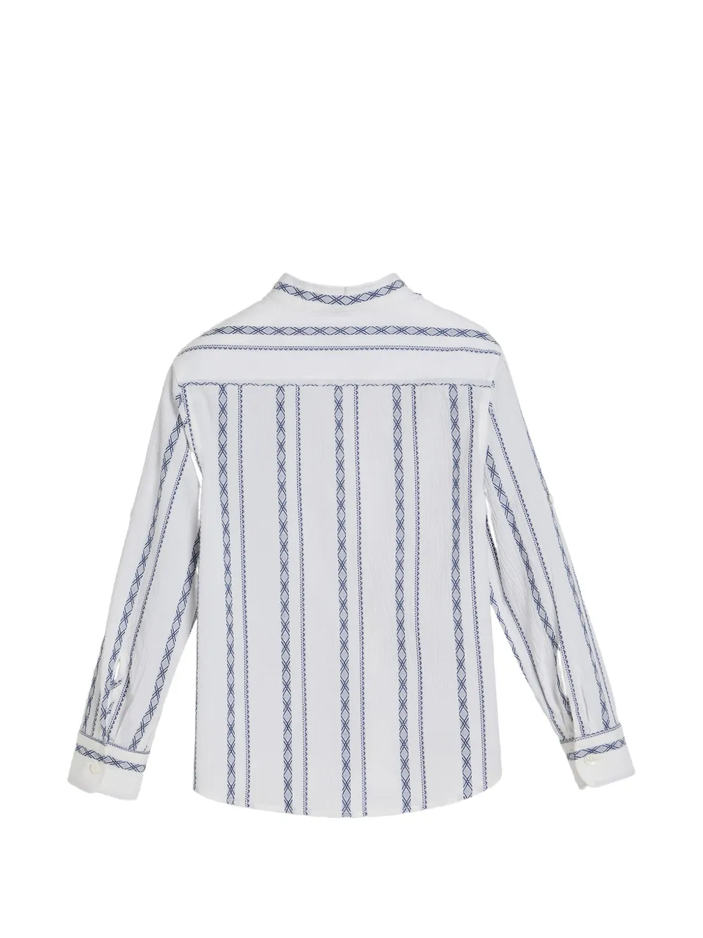  Brunello Cucinelli Kids Stripe Mandarin-collar Shirt - White 