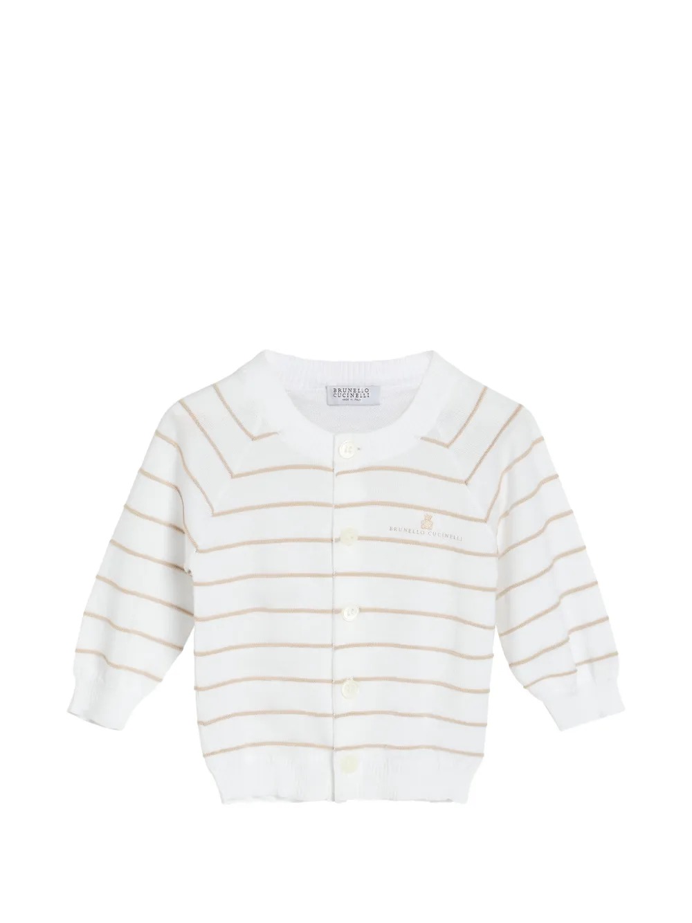 Brunello Cucinelli Kids Cardigan Baby Bernie a righe - Bianco