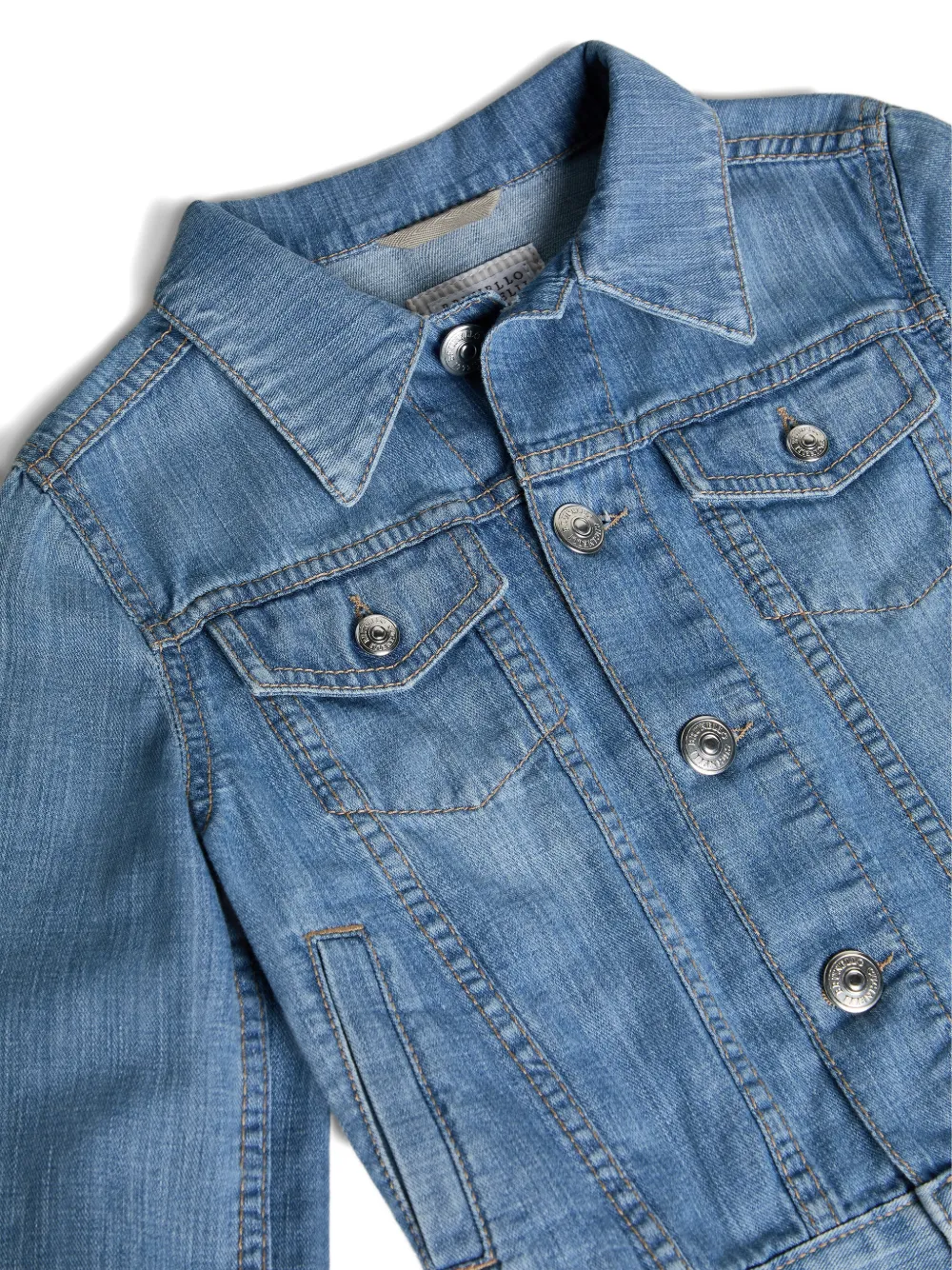 Brunello Cucinelli Kids Lichtgewicht spijkerjack met vier zakken Blauw