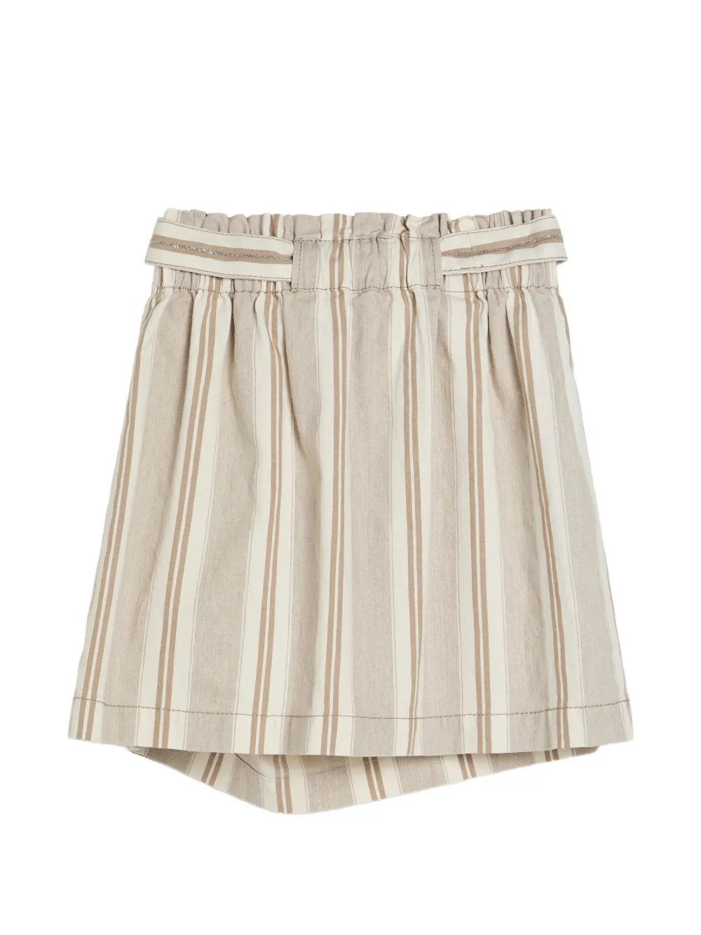 Brunello Cucinelli Kids Gestreepte wikkelrok met Monili-detail Beige