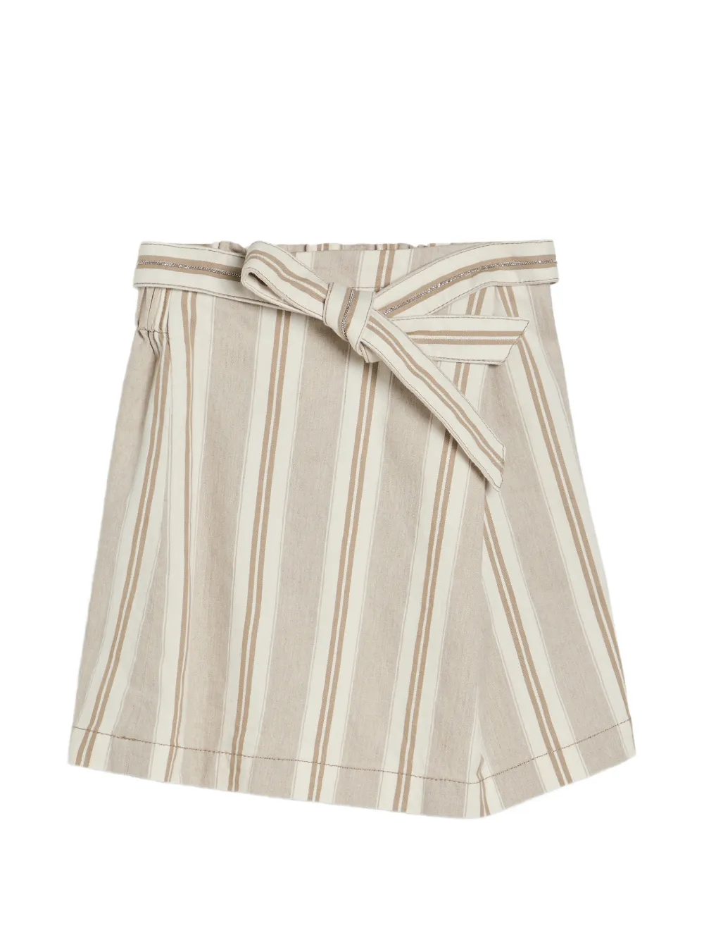 Brunello Cucinelli Kids striped wrap Monili-detailed skirt - Toni neutri