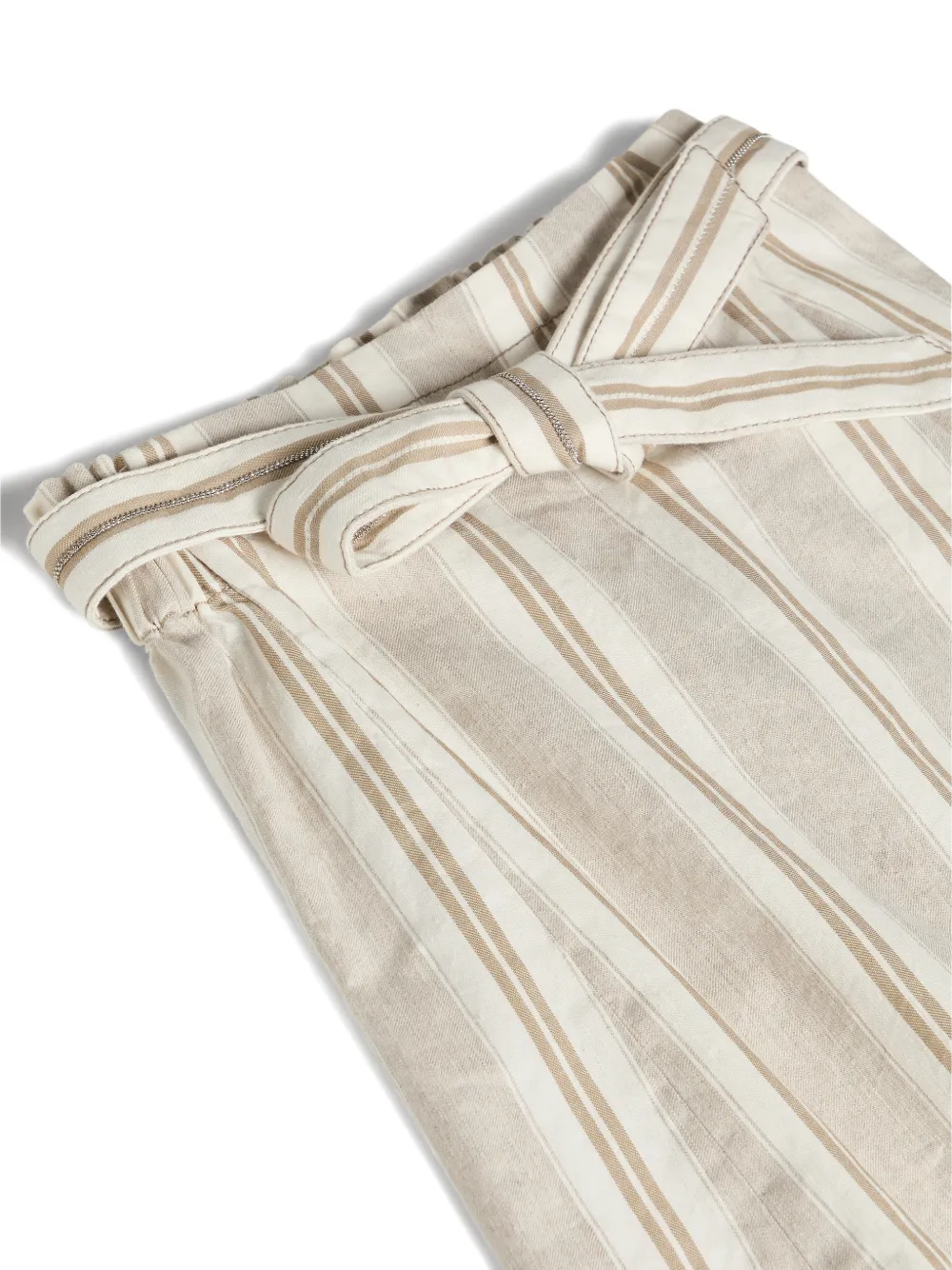 Brunello Cucinelli Kids Gestreepte wikkelrok met Monili-detail Beige