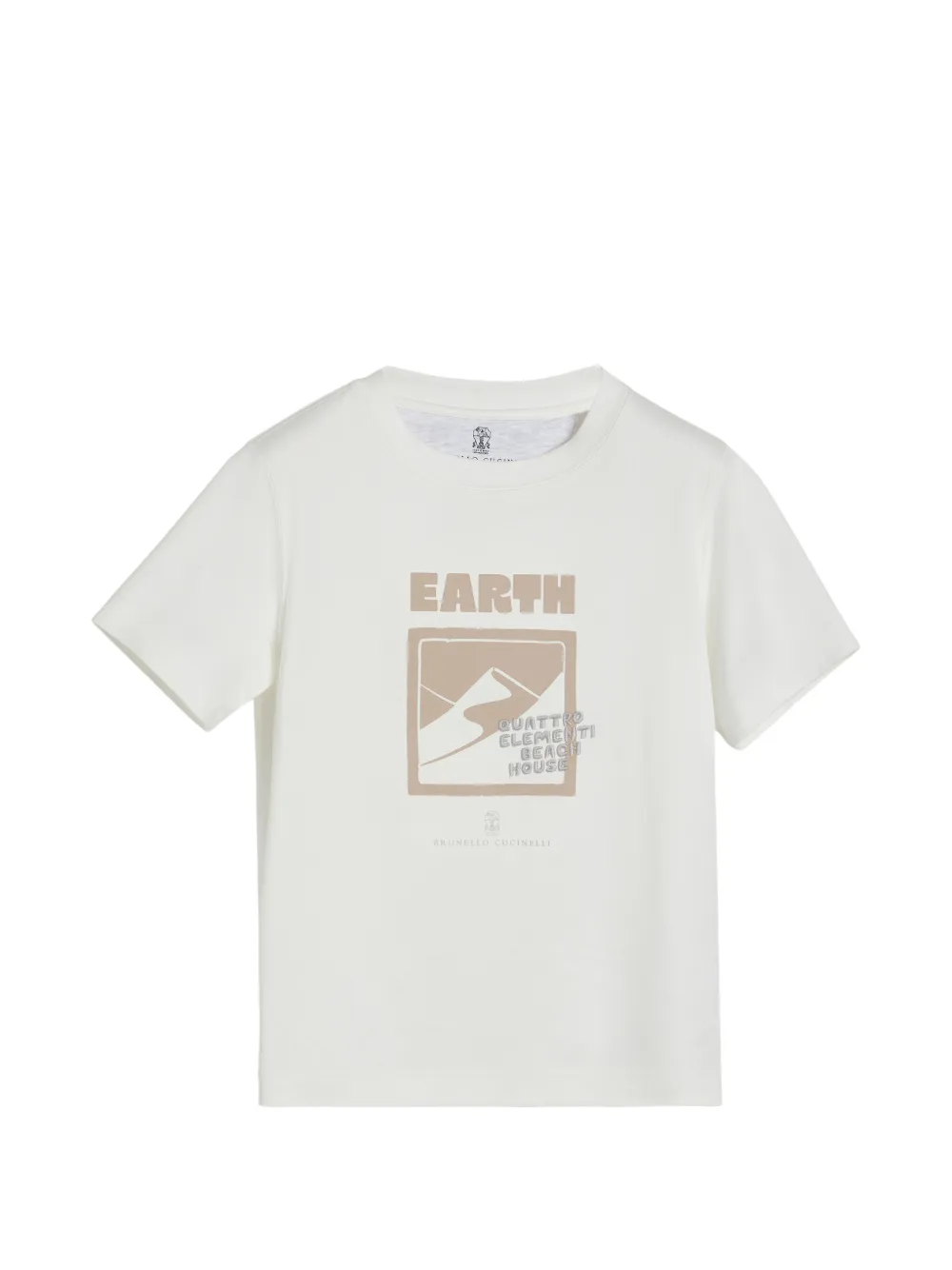 Brunello Cucinelli Kids cotton jersey T-shirt with 'earth' motif - Toni neutri