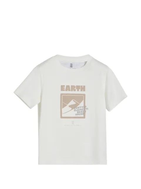 Brunello Cucinelli Kids playera de tejido jersey con motivo de tierre