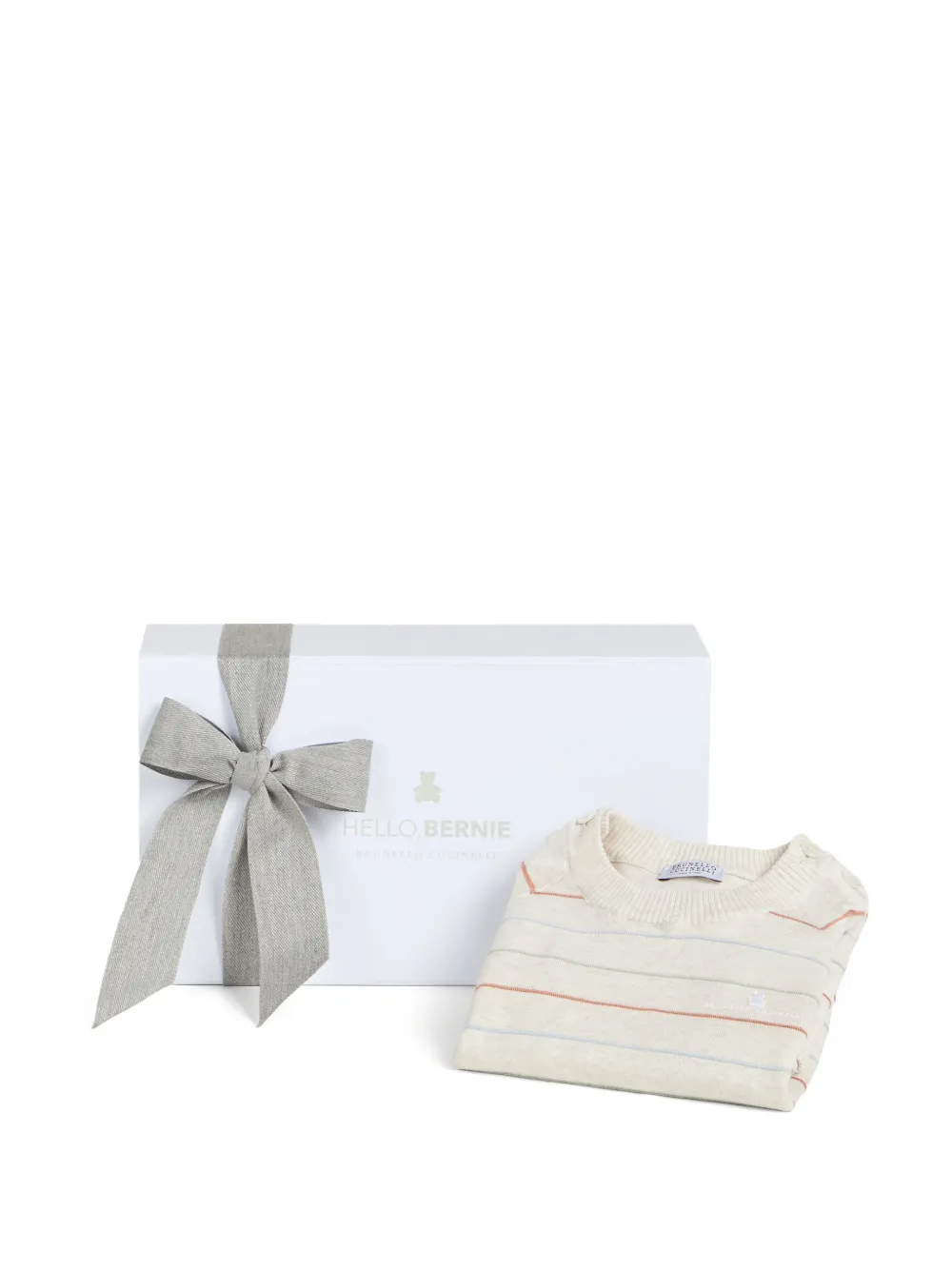 Brunello Cucinelli Kids Gestreept katoenen lichtgewicht gebreid Baby Bernie slaappak Beige