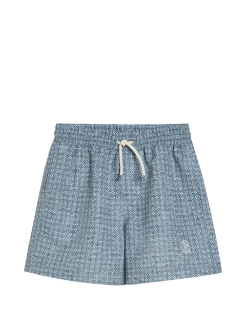 Brunello Cucinelli Kids patterned techno fabric swim shorts with logo
