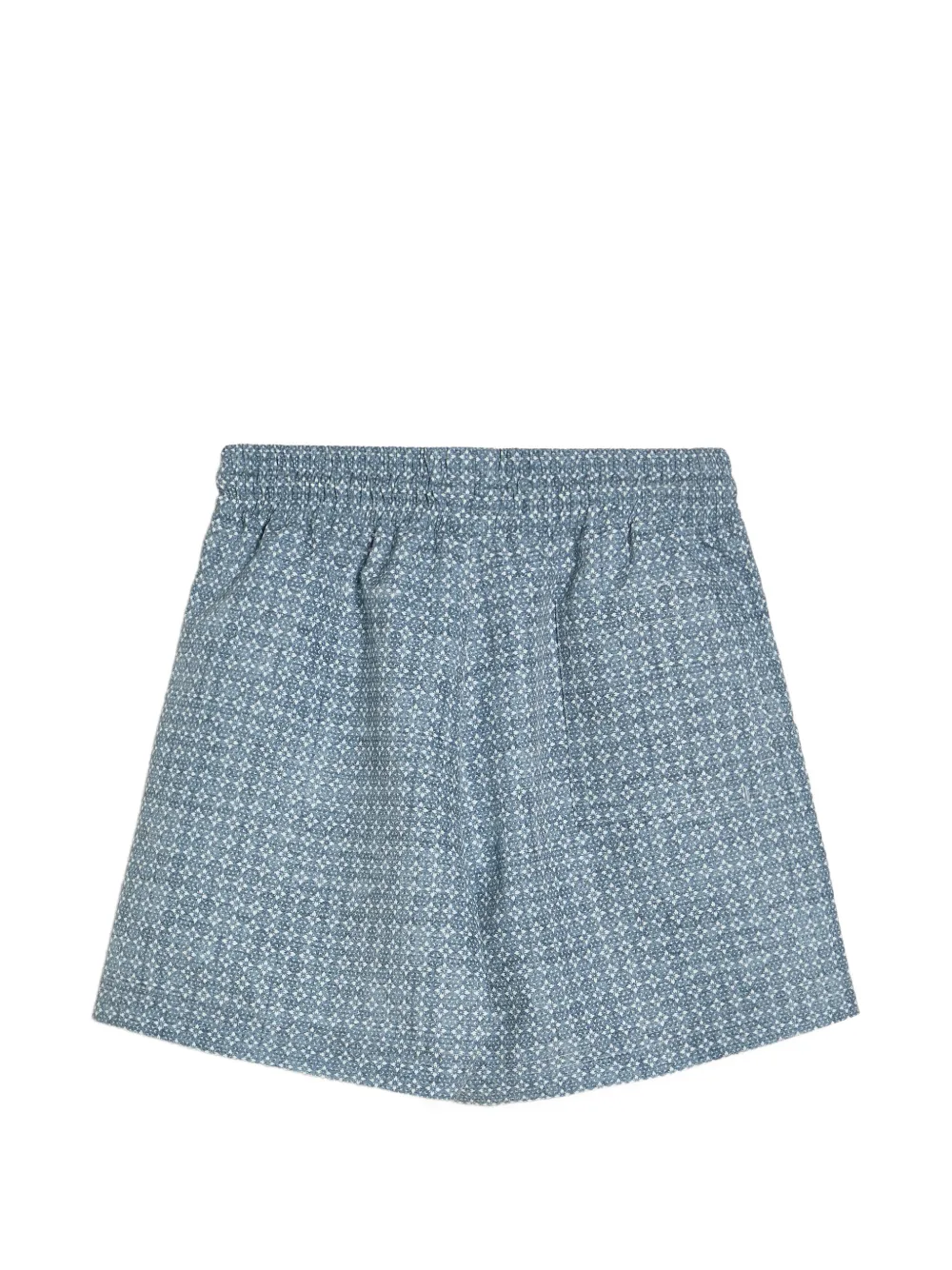 Patterned Techno Fabric Swim Shorts With Logo