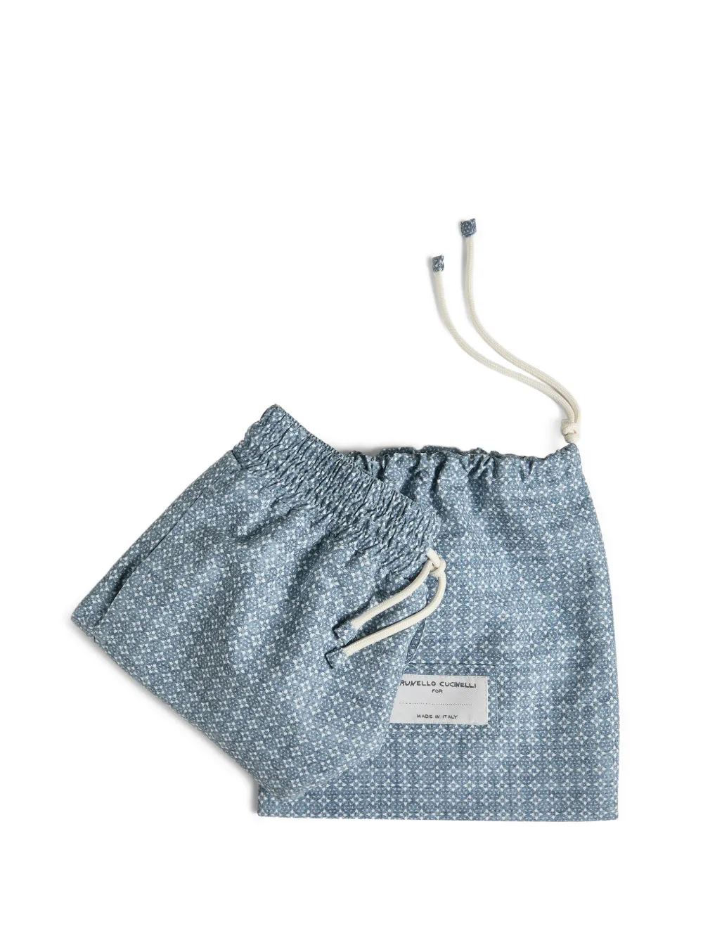 Patterned Techno Fabric Swim Shorts With Logo