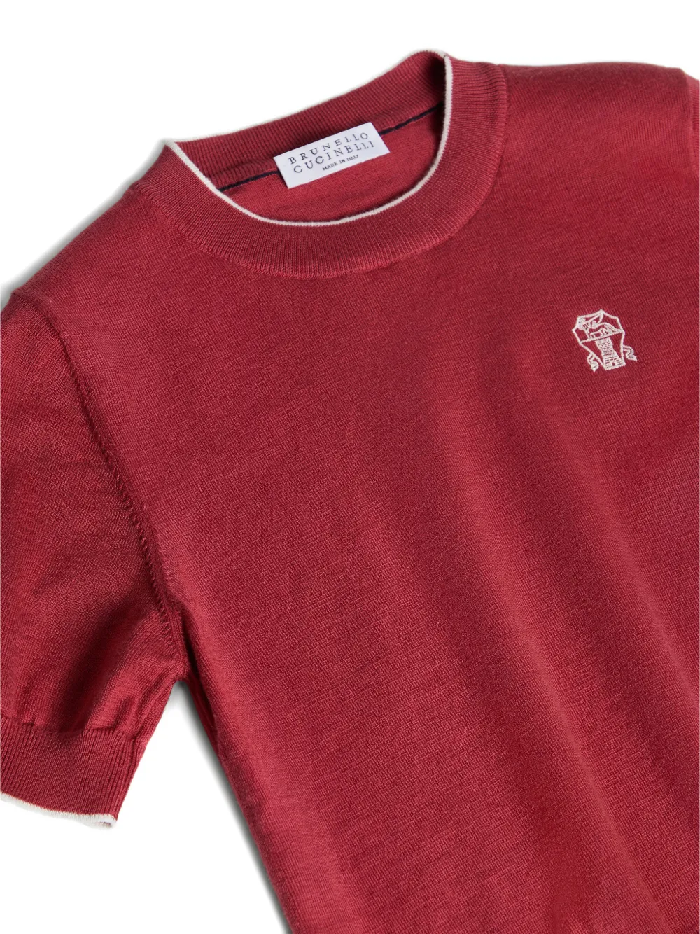 Brunello Cucinelli Kids Gebreid T-shirt met logo Rood