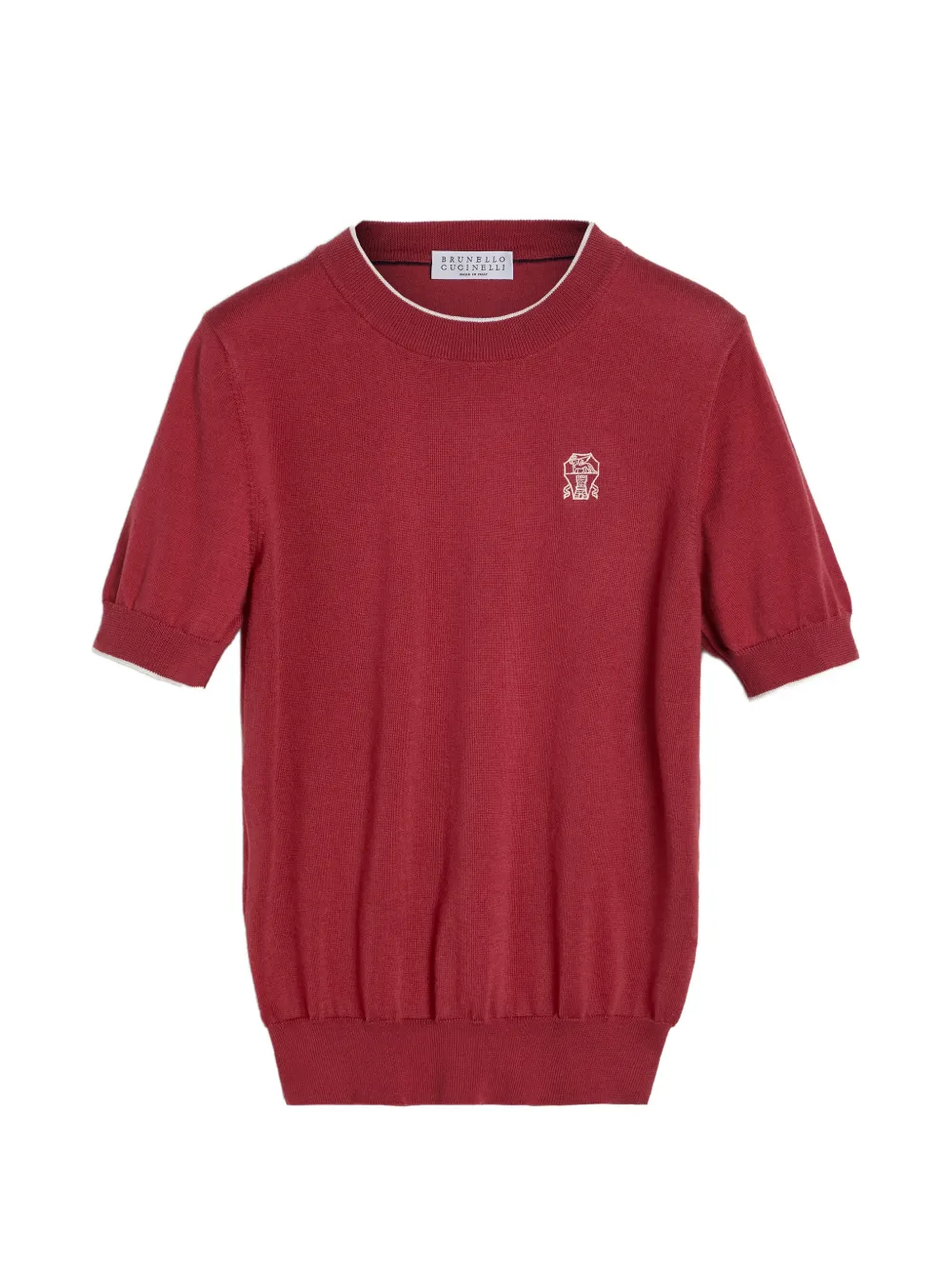 Brunello Cucinelli Kids knit logo T-shirt - Rosso
