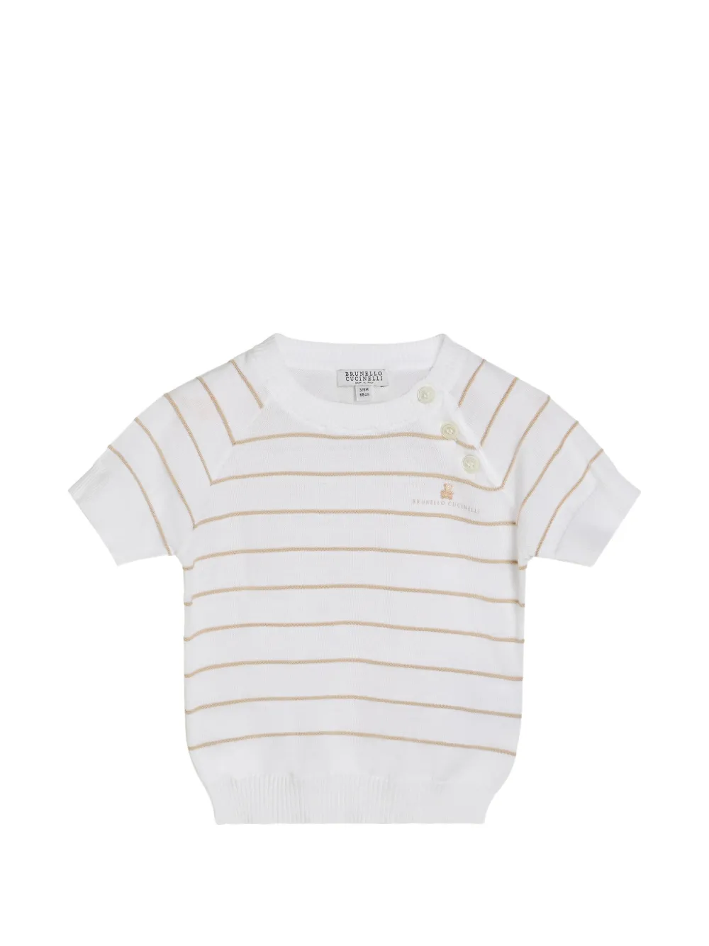 Brunello Cucinelli Kids striped button baby sweater - Bianco