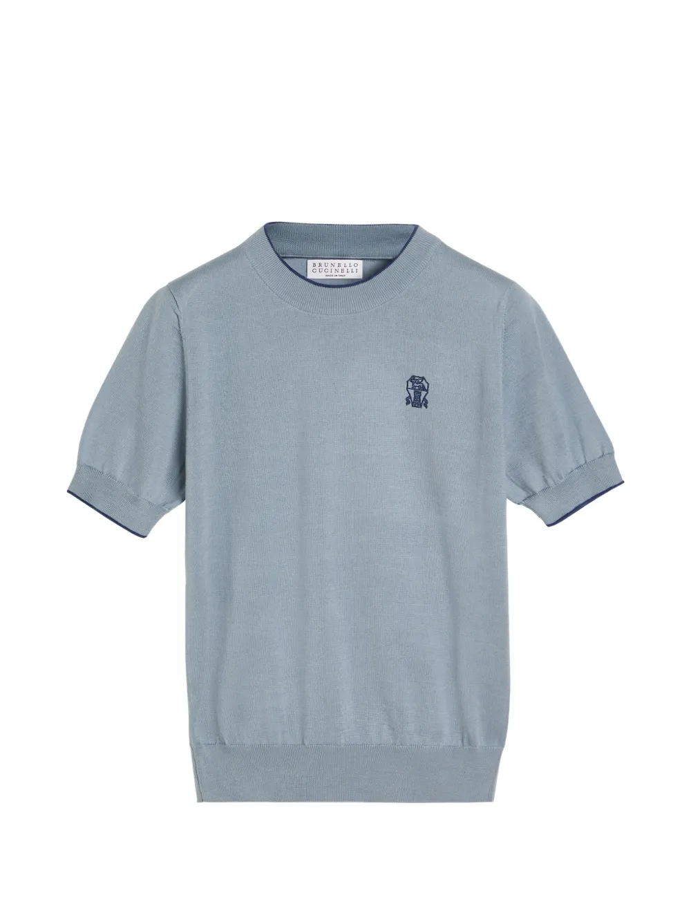 Brunello Cucinelli Kids cotton lightweight knit T-shirt with logo - Blu