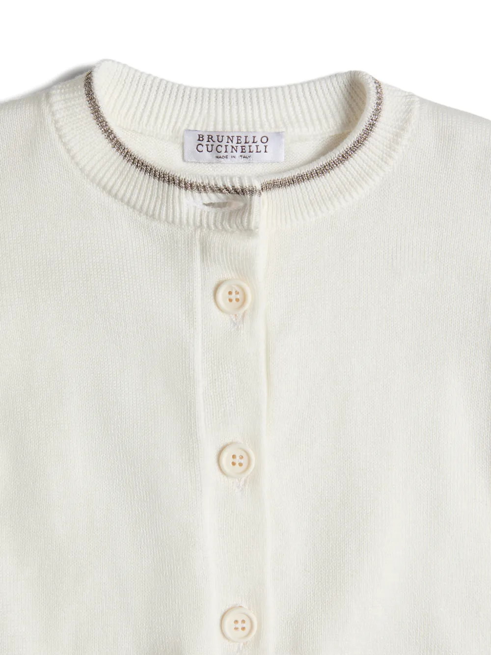 Brunello Cucinelli Kids Baby Bernie katoenen vest met glinsterende hals Beige