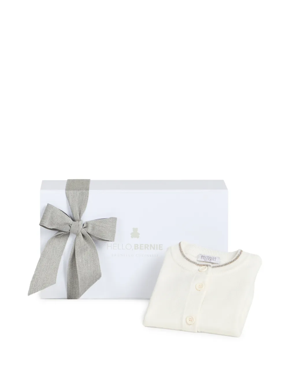 Brunello Cucinelli Kids Baby Bernie katoenen vest met glinsterende hals Beige