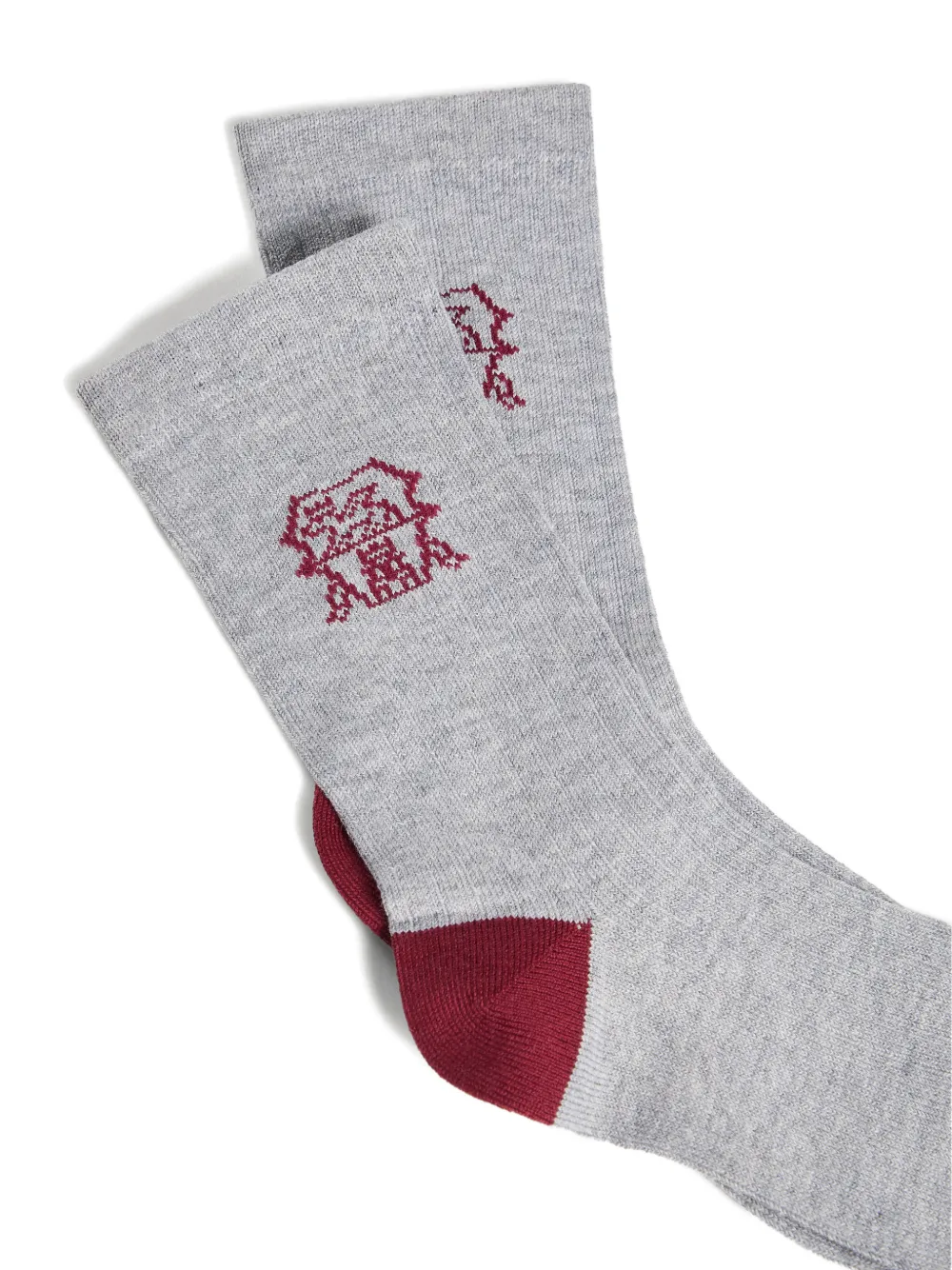 Brunello Cucinelli Kids Katoenen ribgebreide sokken met intarsia - Grijs