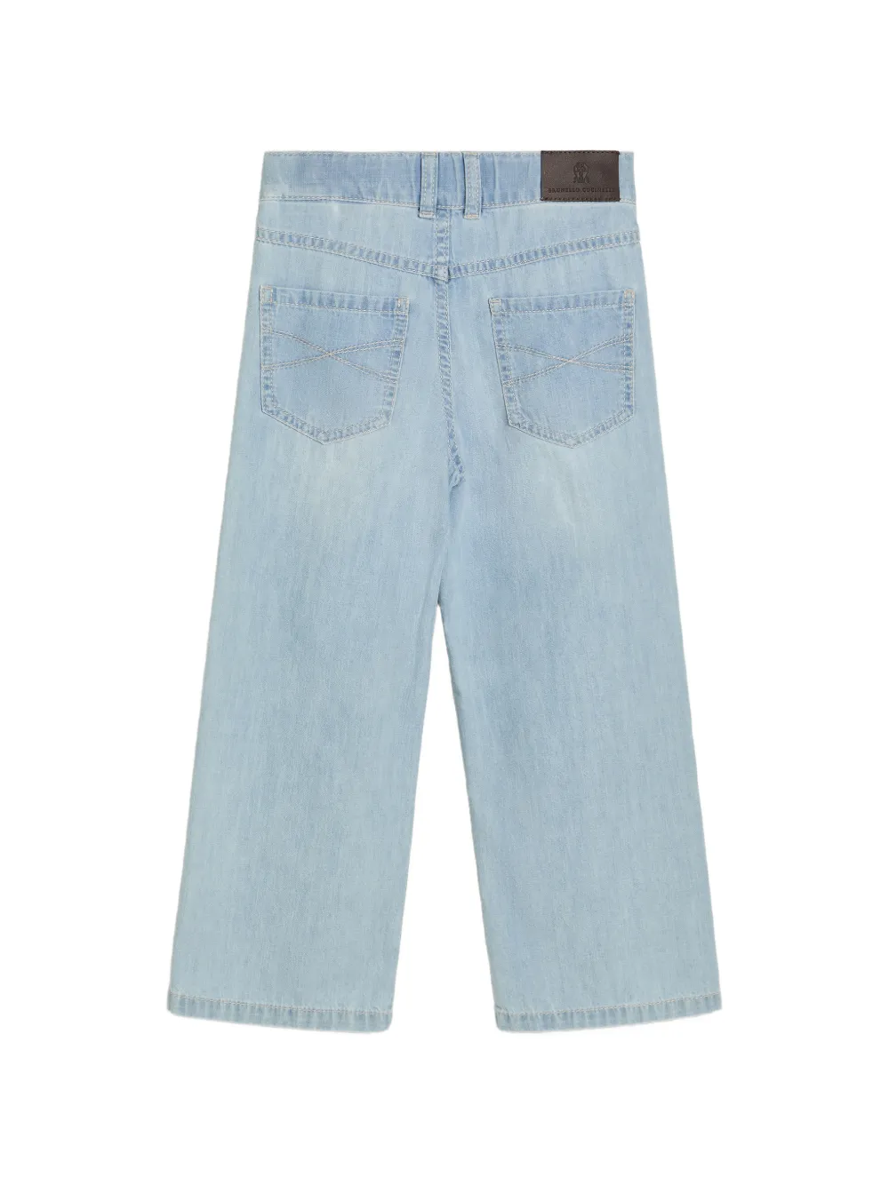 Brunello Cucinelli Kids Jeans met vijf zakken en Monili-detail Blauw