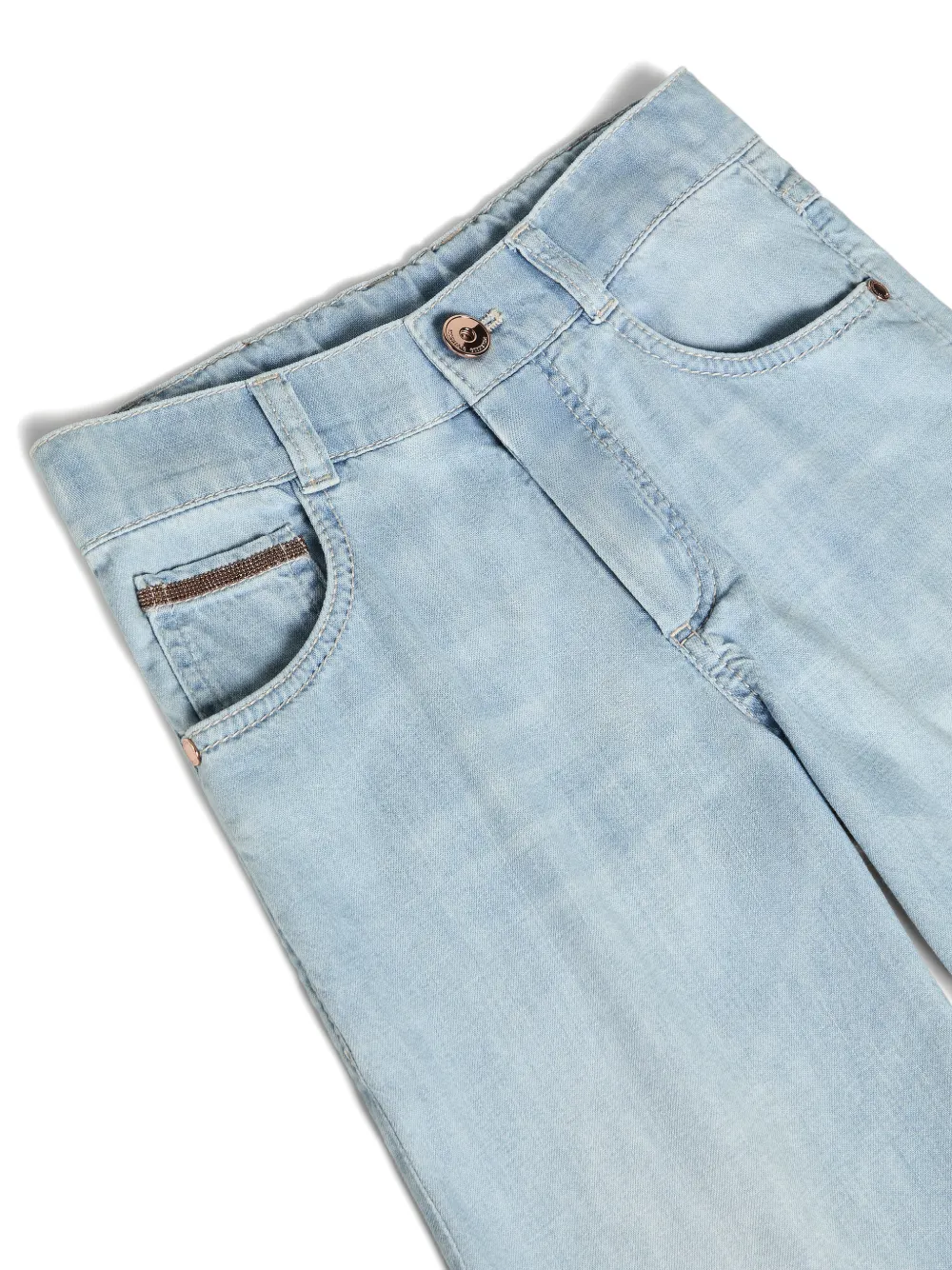 Brunello Cucinelli Kids Jeans met vijf zakken en Monili-detail Blauw