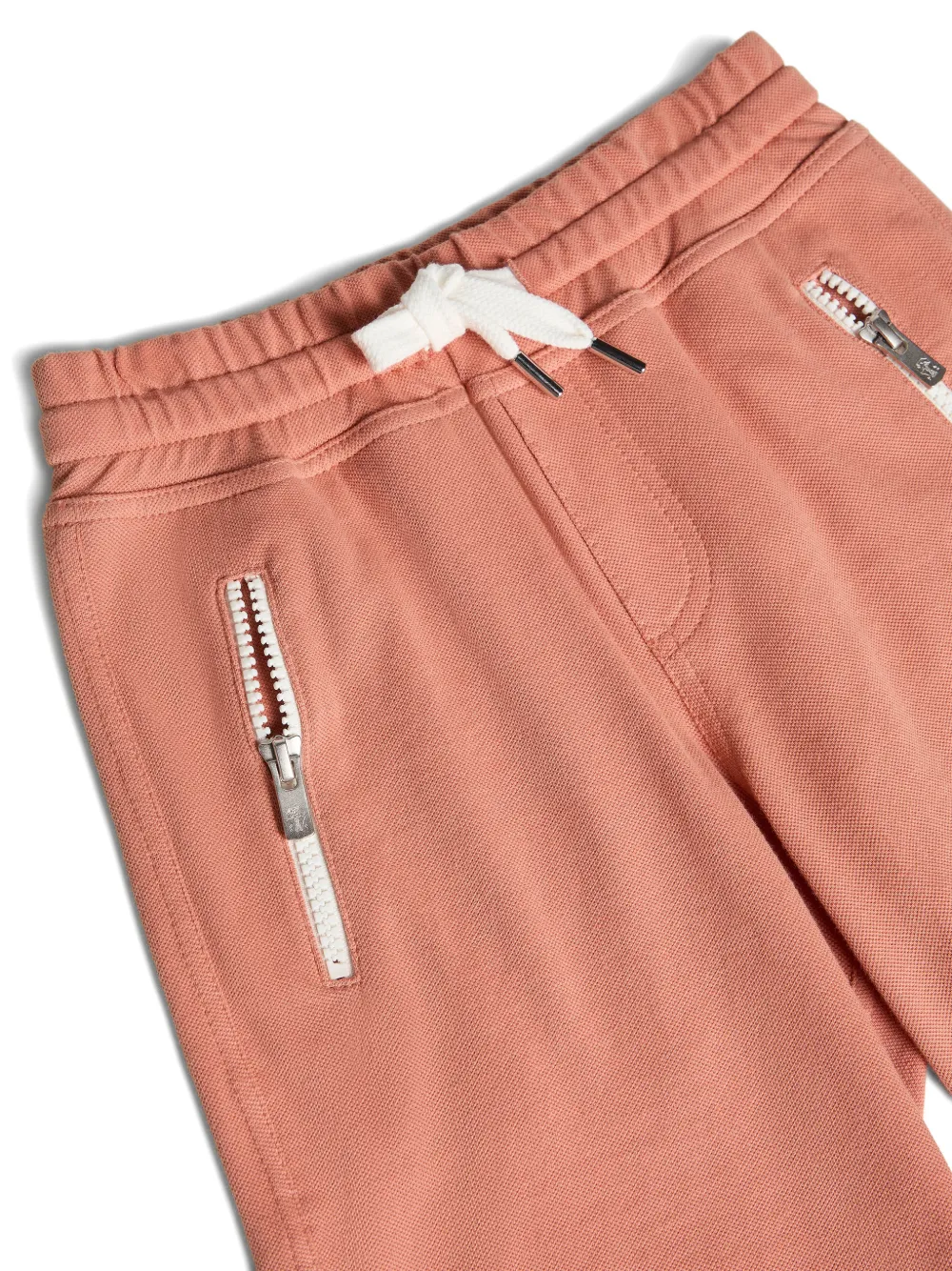Brunello Cucinelli Kids Katoenen piqué bermuda shorts met trekkoord Oranje