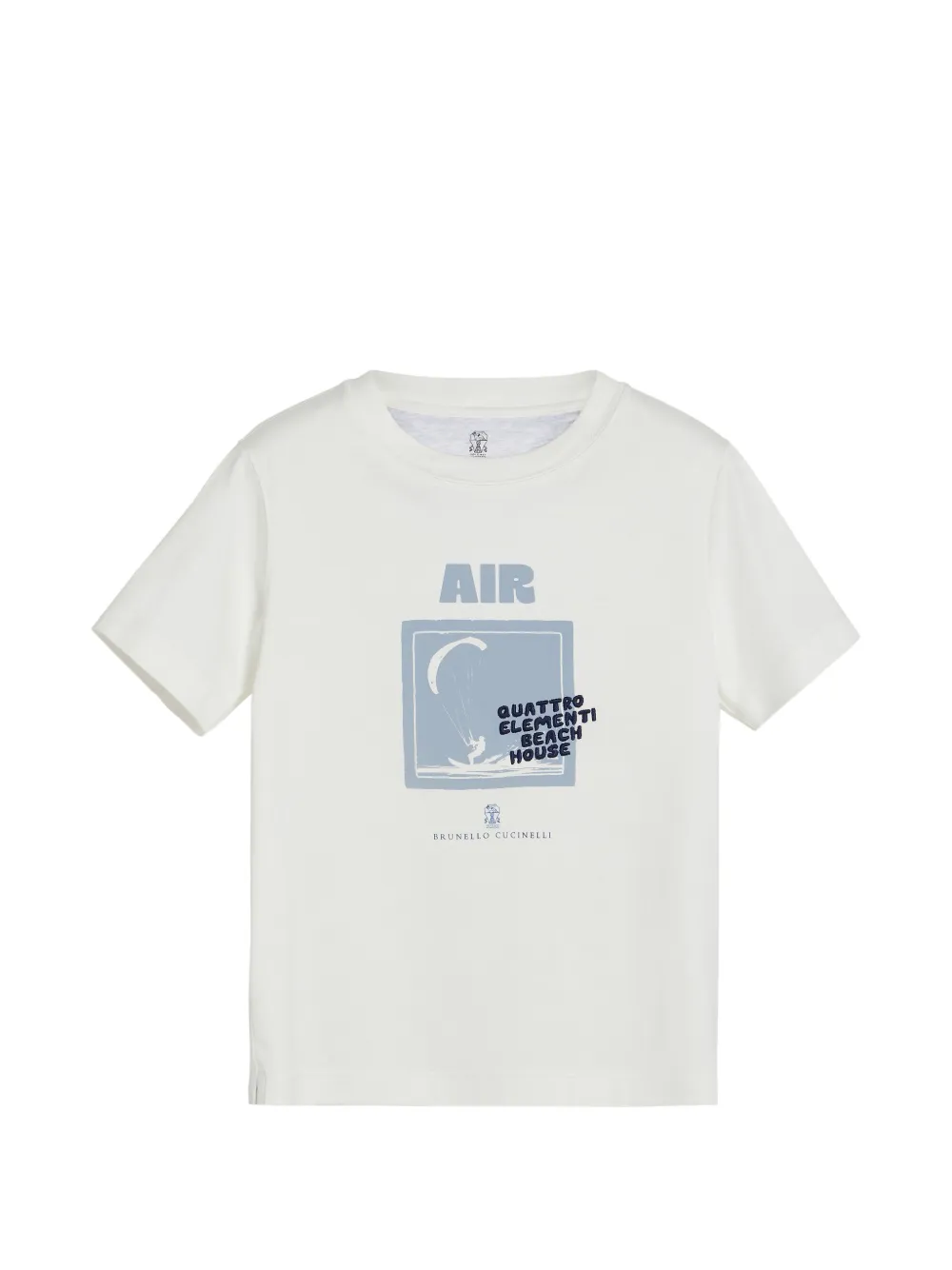 Brunello Cucinelli Kids cotton jersey T-shirt with 'air' motif - Bianco